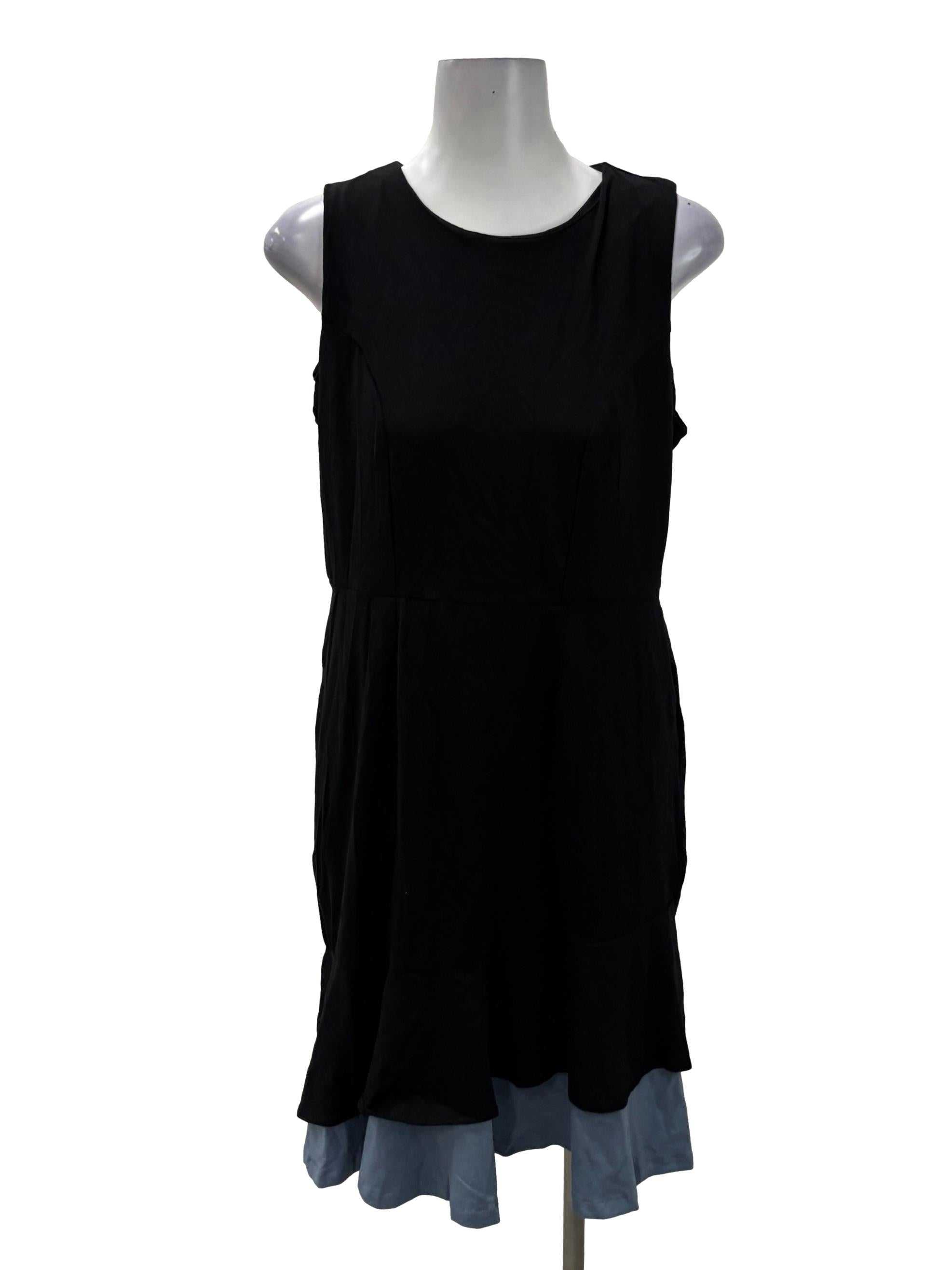 Black Roundneck Dess With Blue Trim