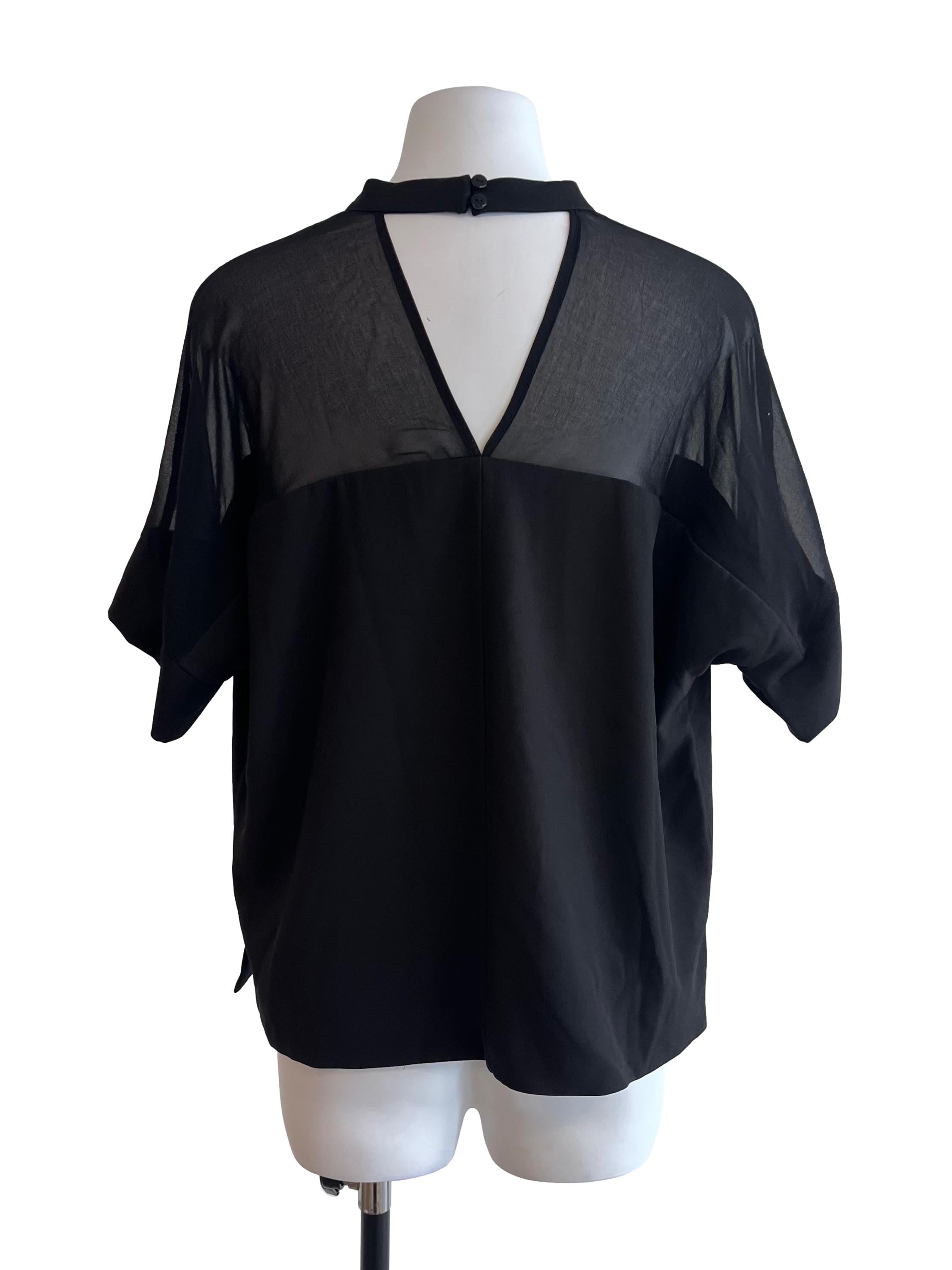 Midnight Black Semi Sheer Blouse