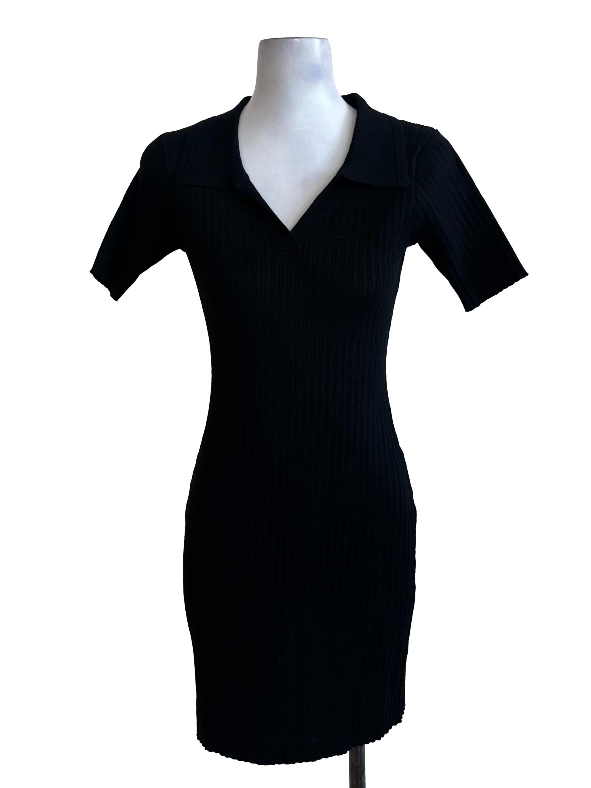 Raven Black Knit Collar Dress