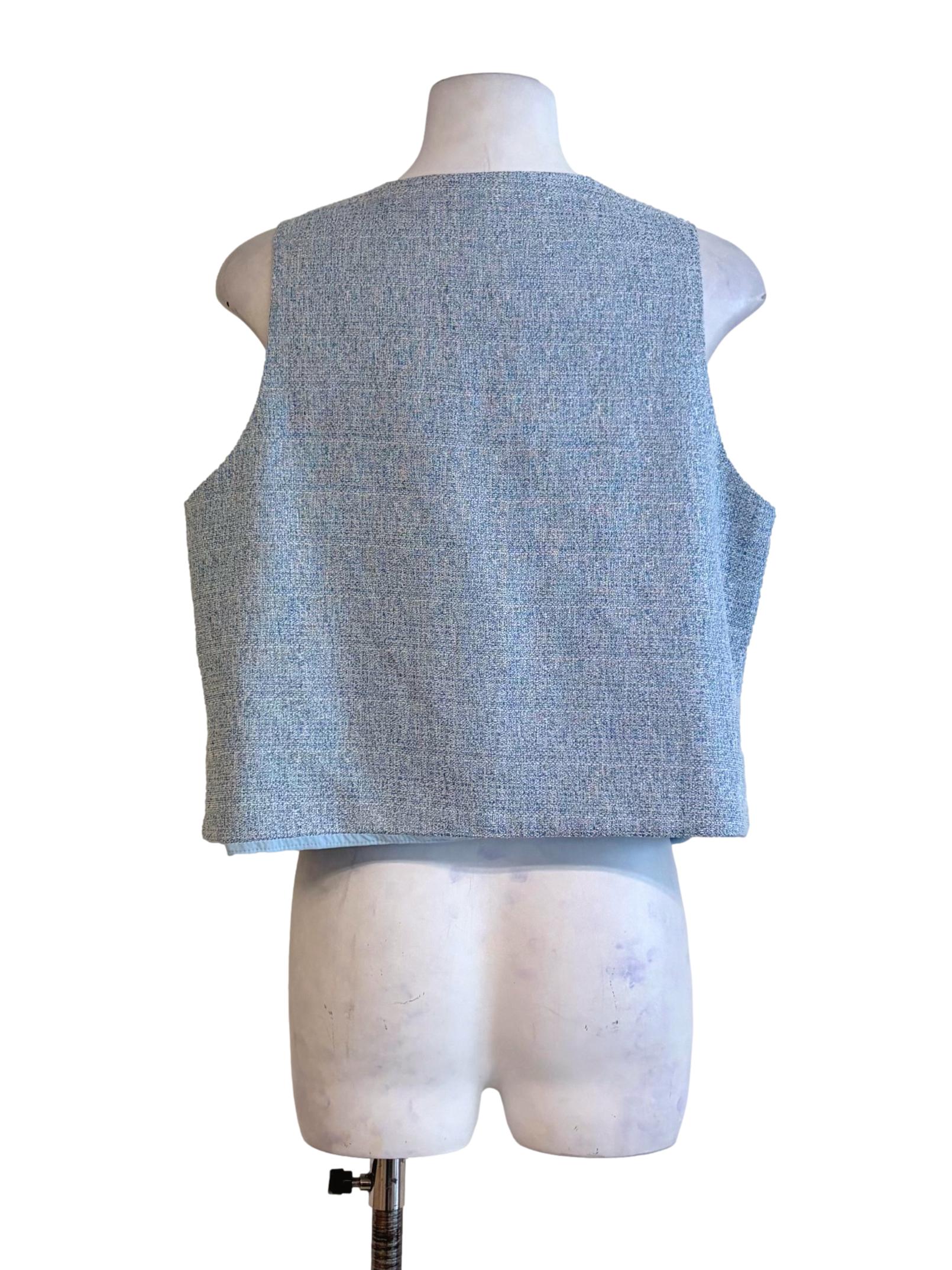 Sky Blue Tweed Sleeveless Vest