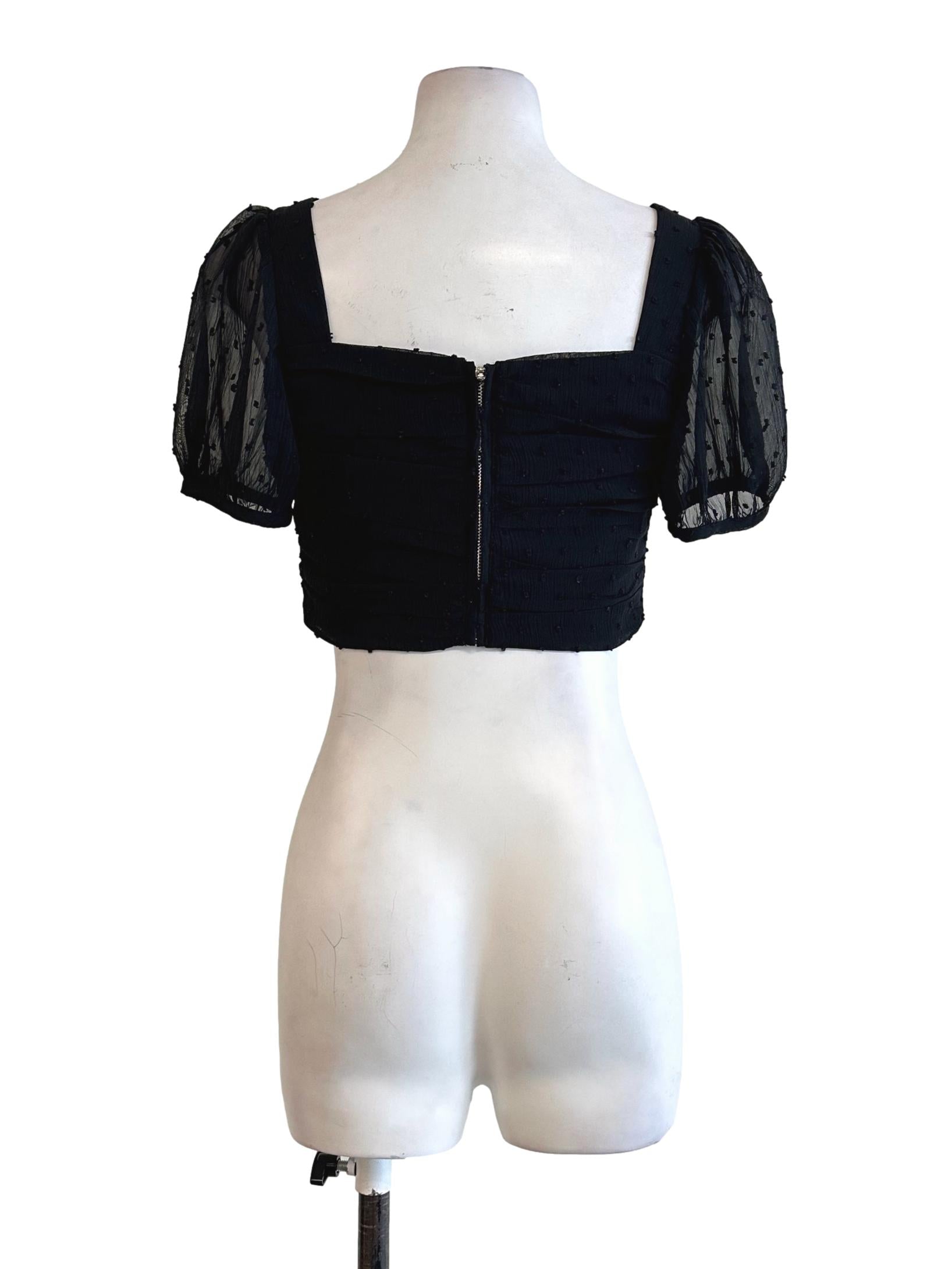 Black Dots Pattern Crop Top
