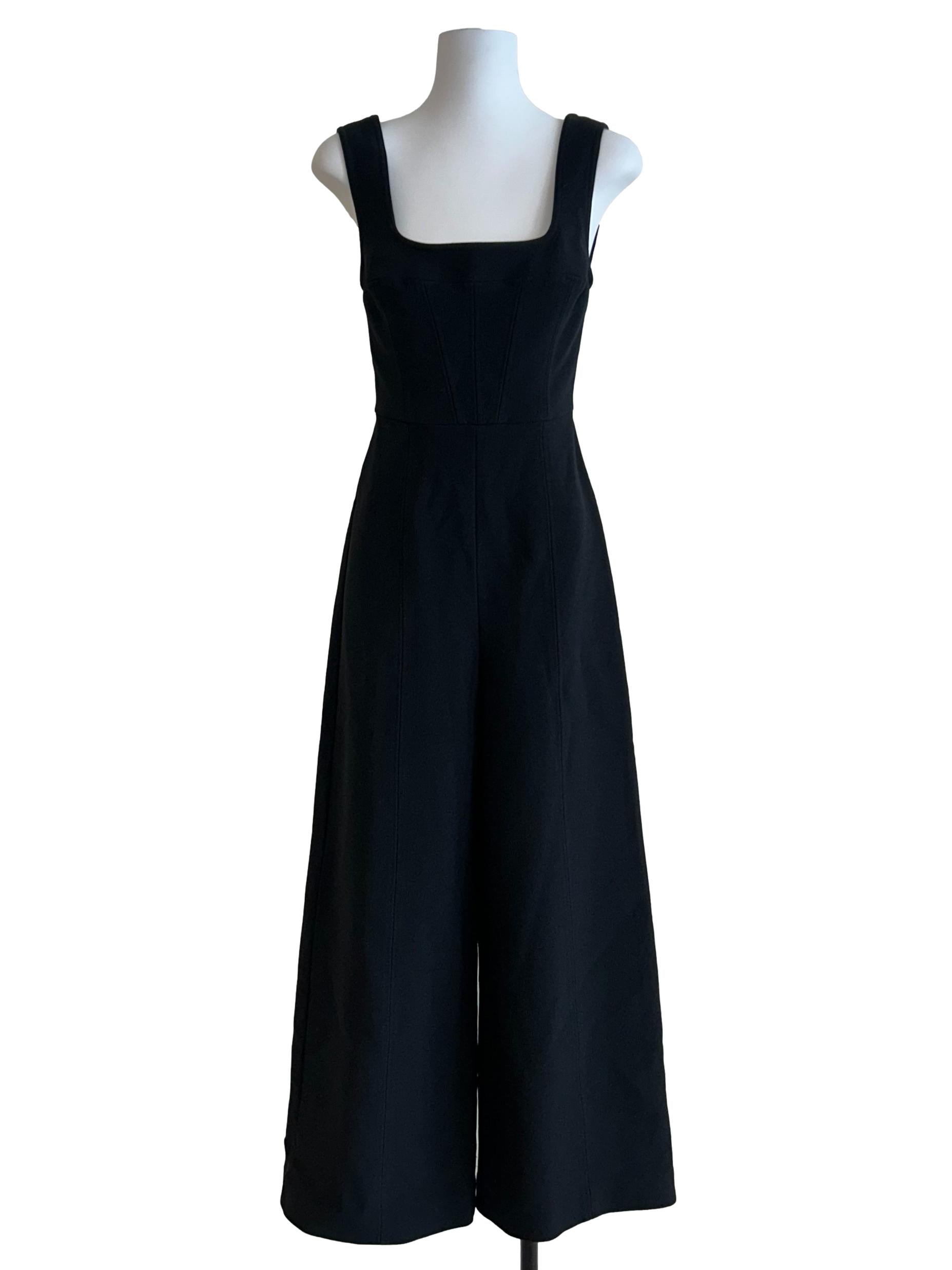 Jet Black Textured Jumpsuit