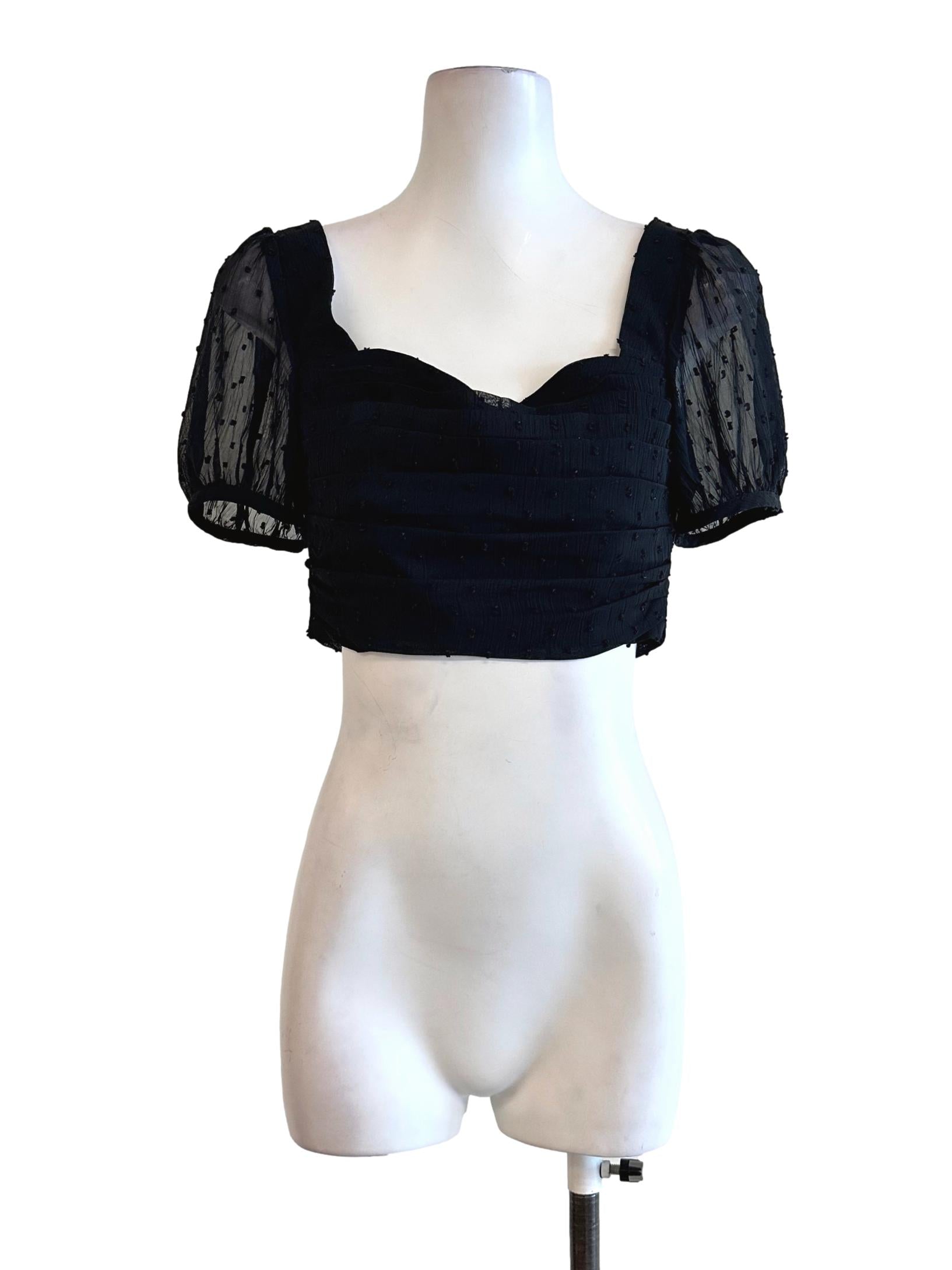 Black Dots Pattern Crop Top
