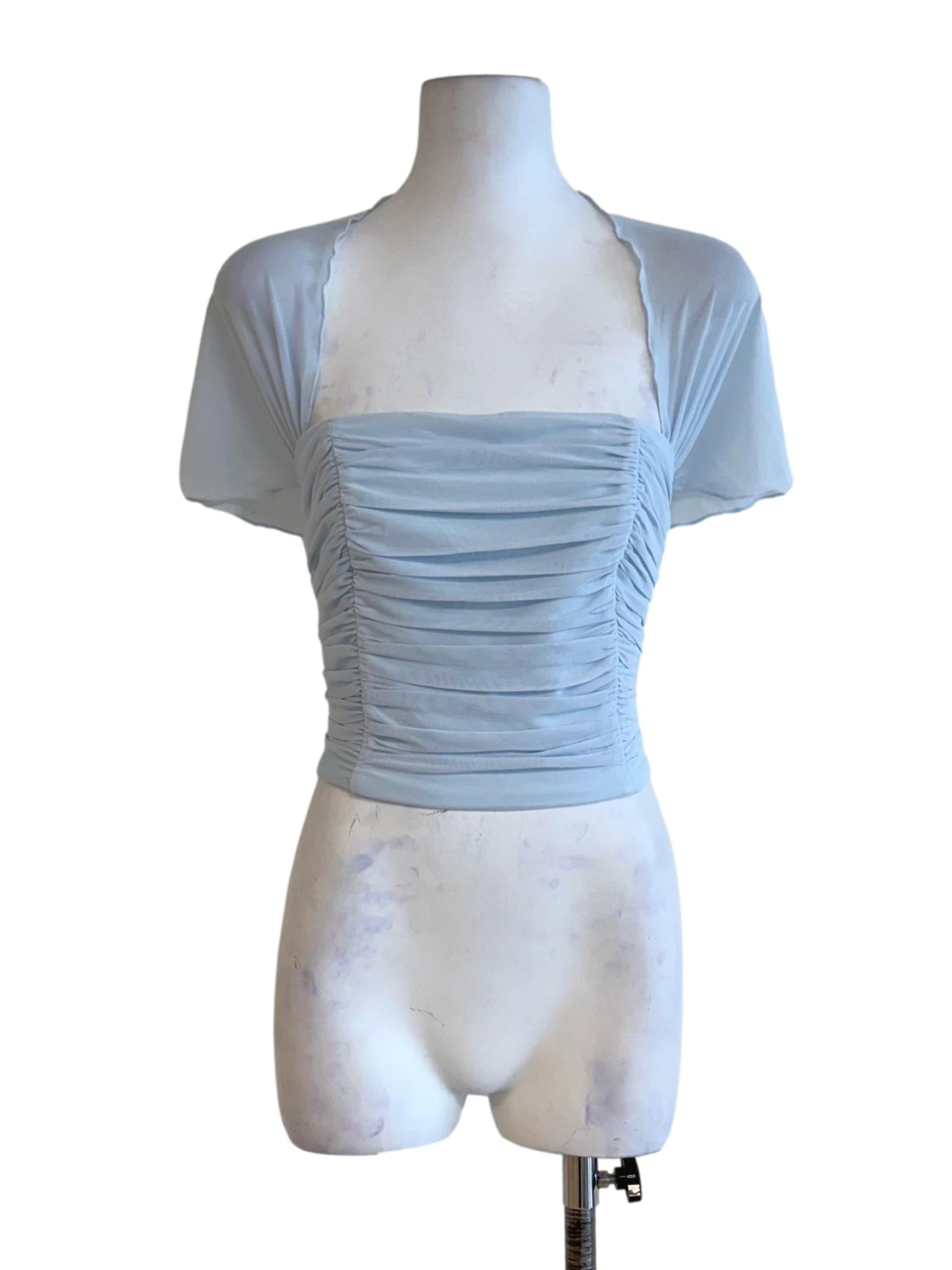 Arctic Blue Ruched Crop Top