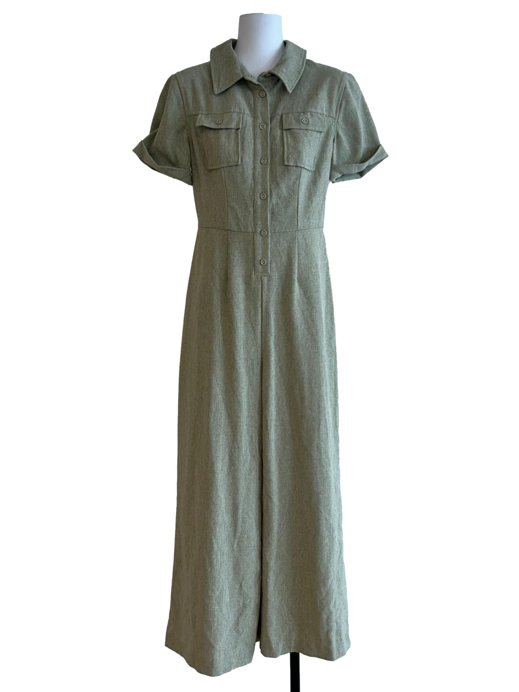 Olive Green Collared Jumpsuit