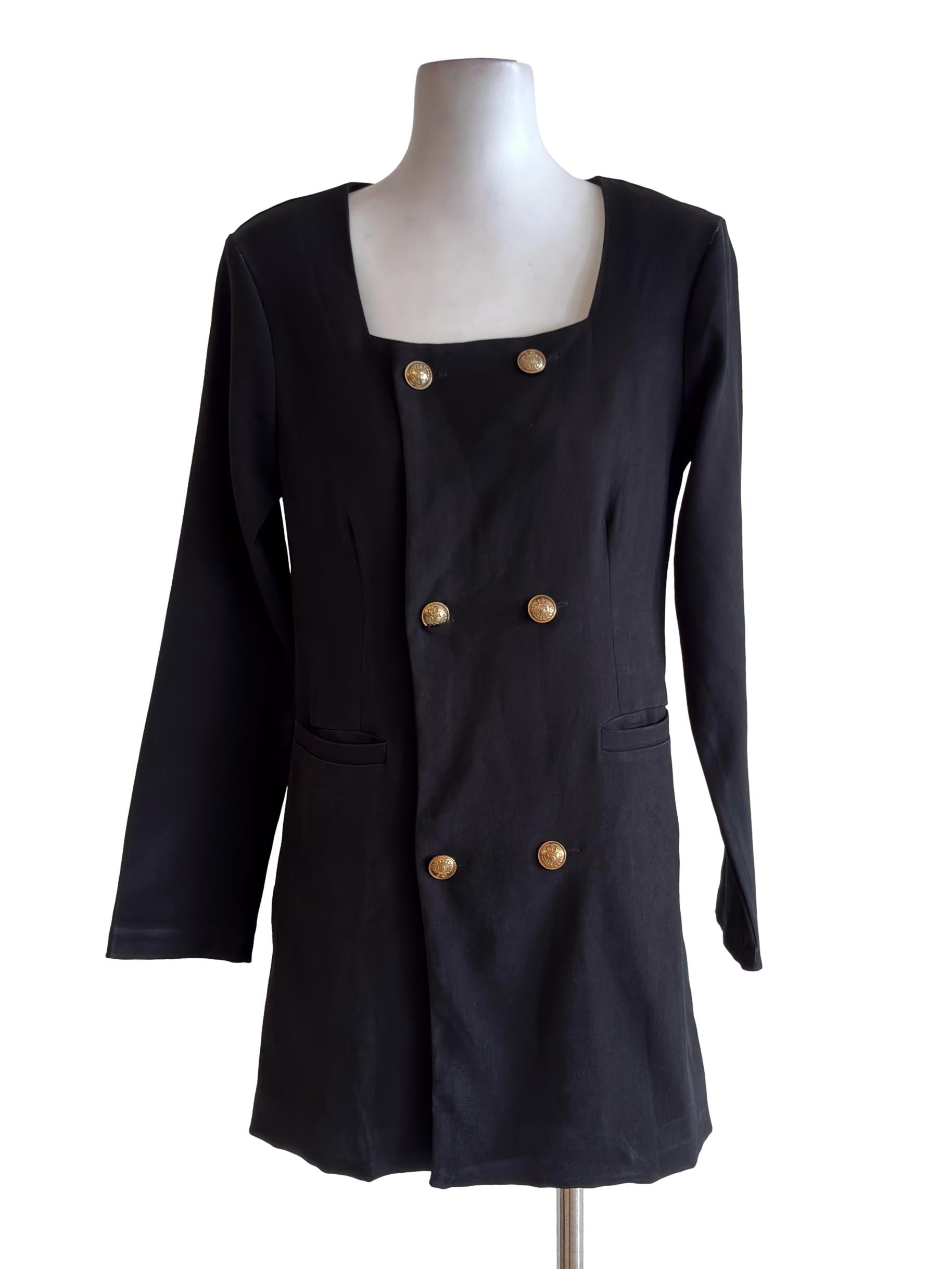 Black Button Detail Dress