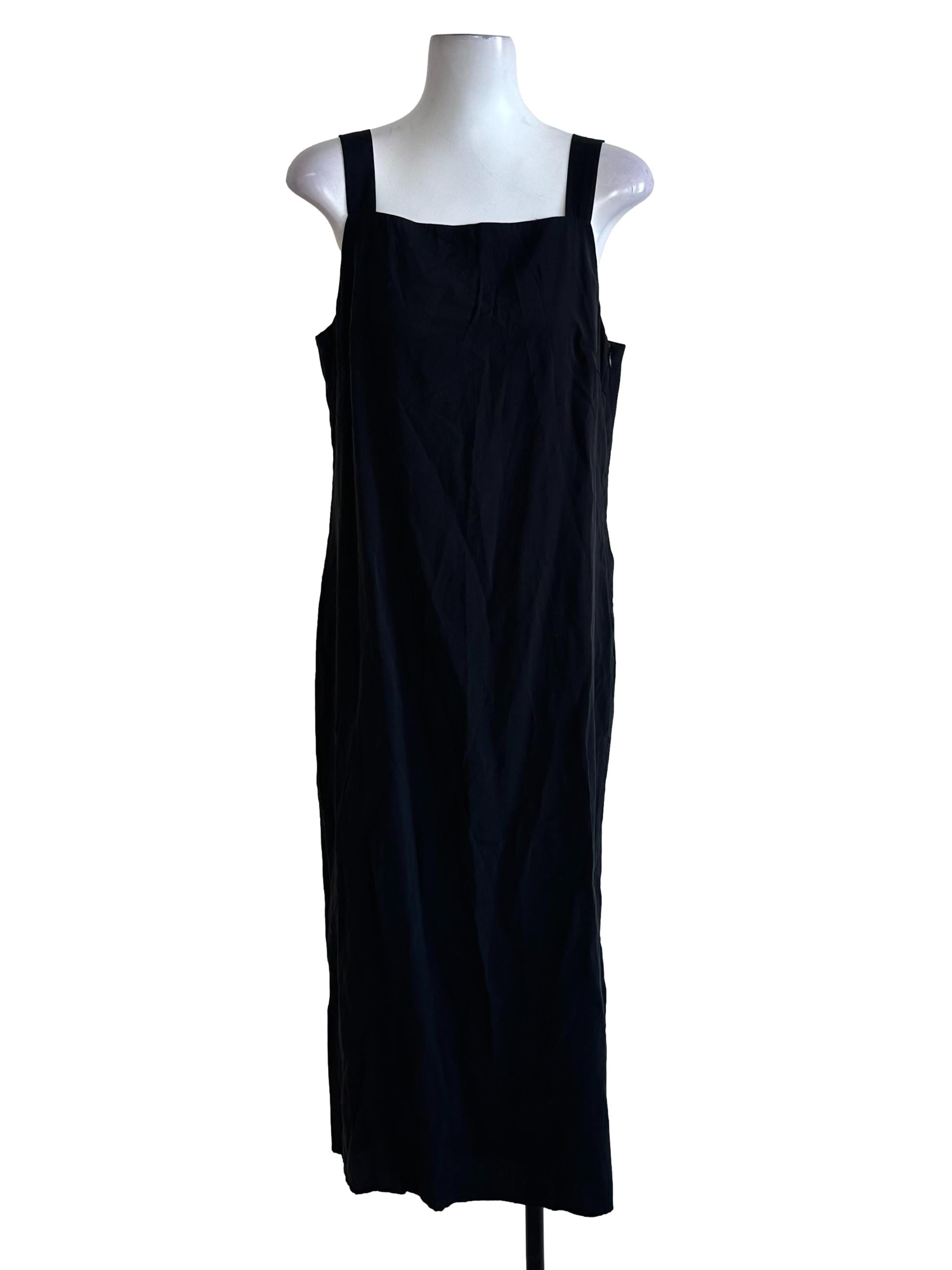 Raven Black Square Neck Slip Dress