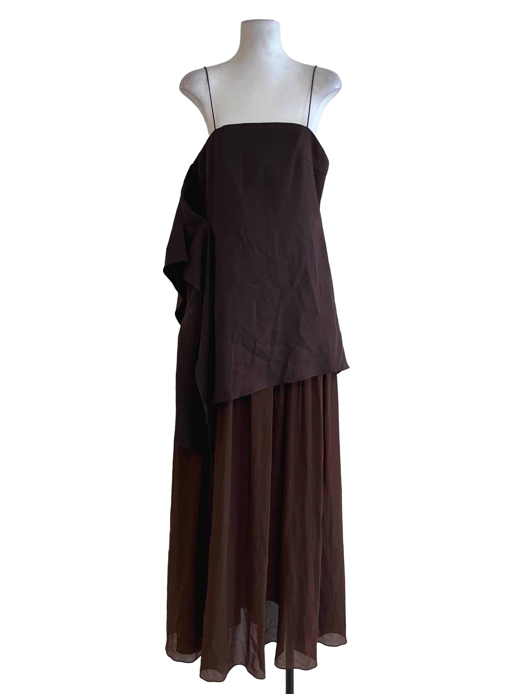 Umber Brown Spaghetti Strap Sheath Dress