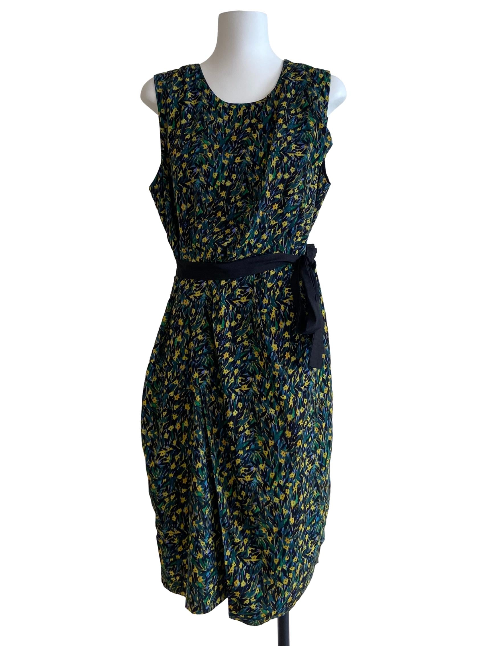Green & Black Floral Wrap Dress