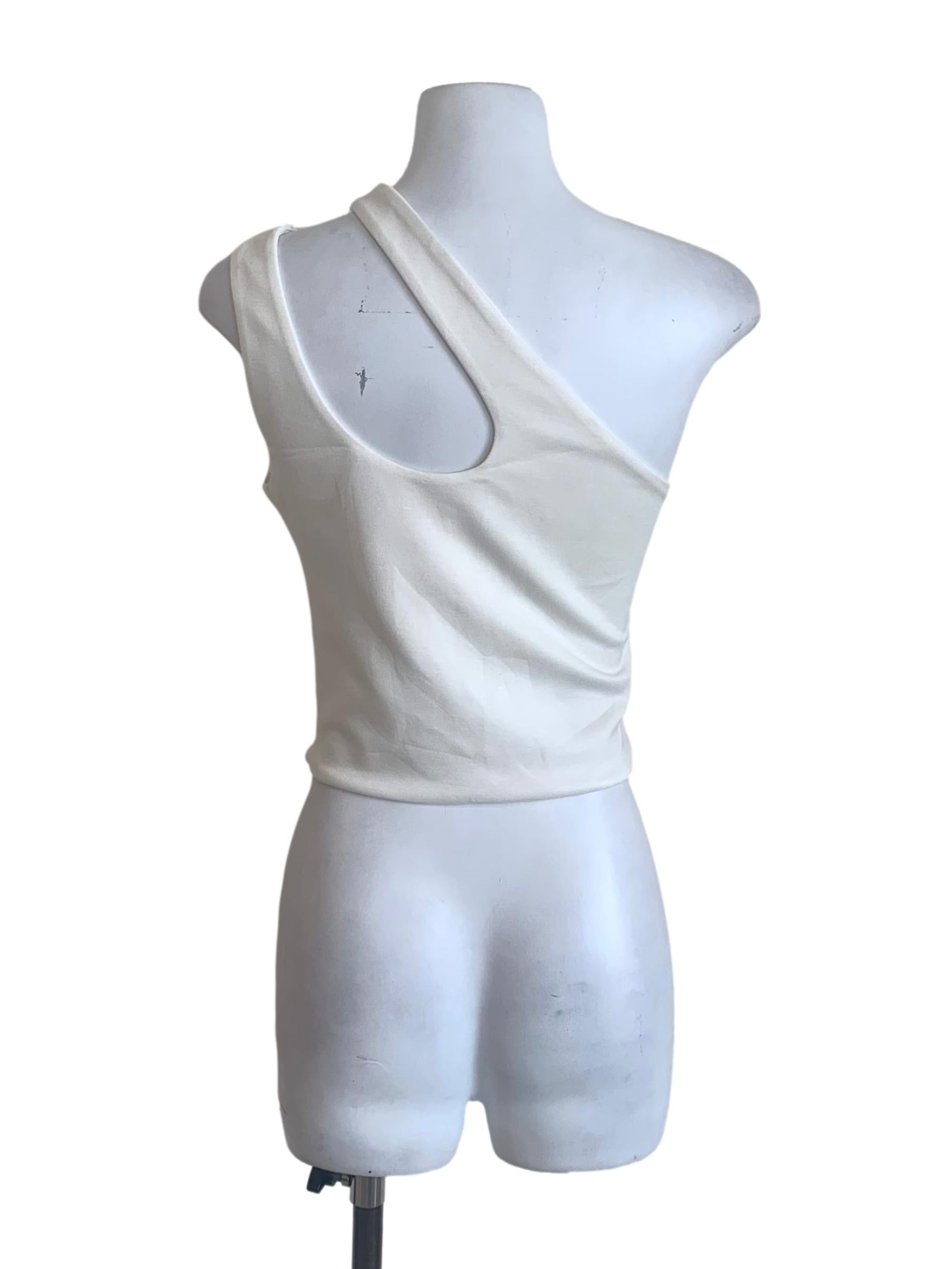 Cotton White Asymmetrical Neck Top