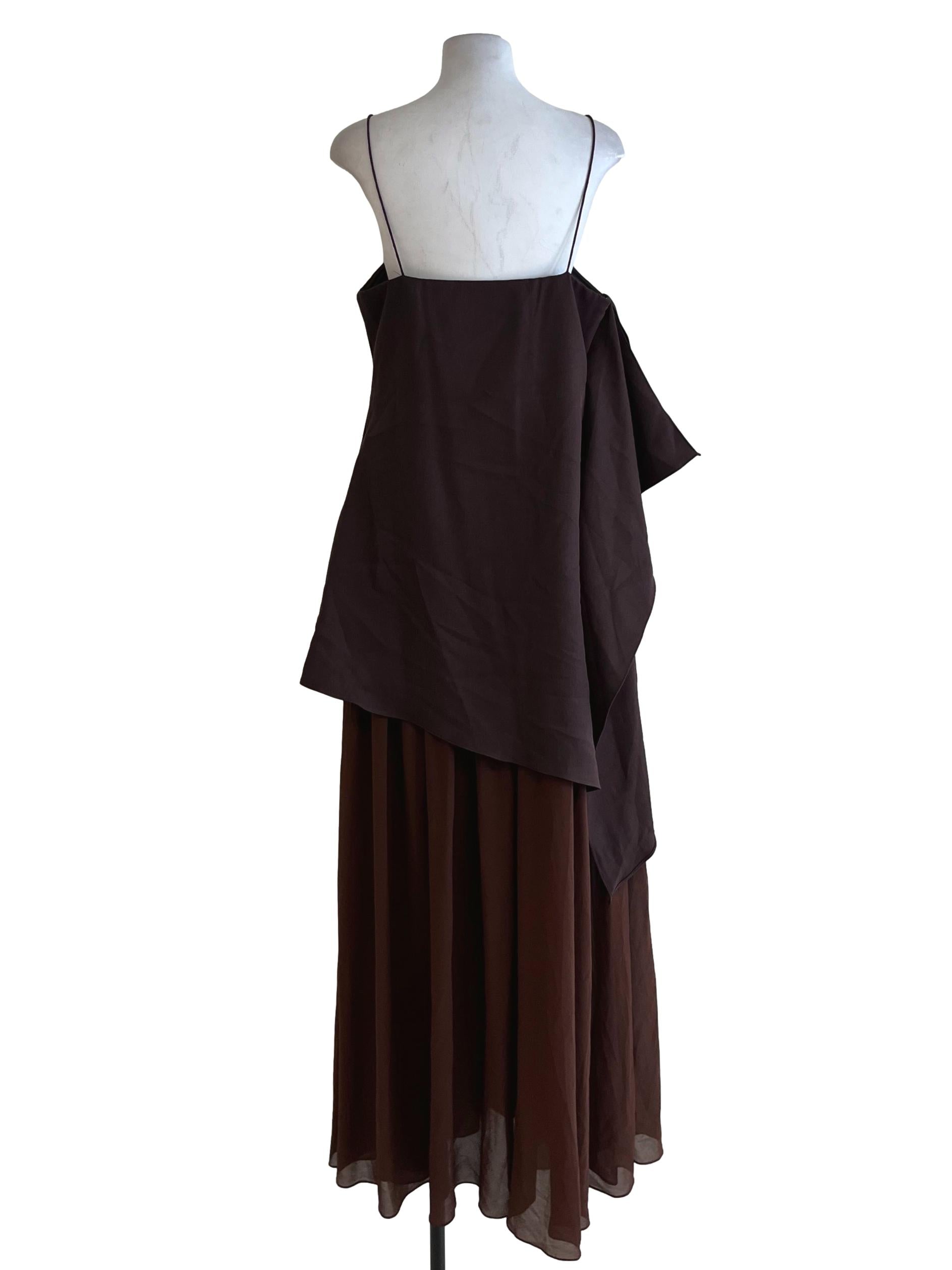 Umber Brown Spaghetti Strap Sheath Dress
