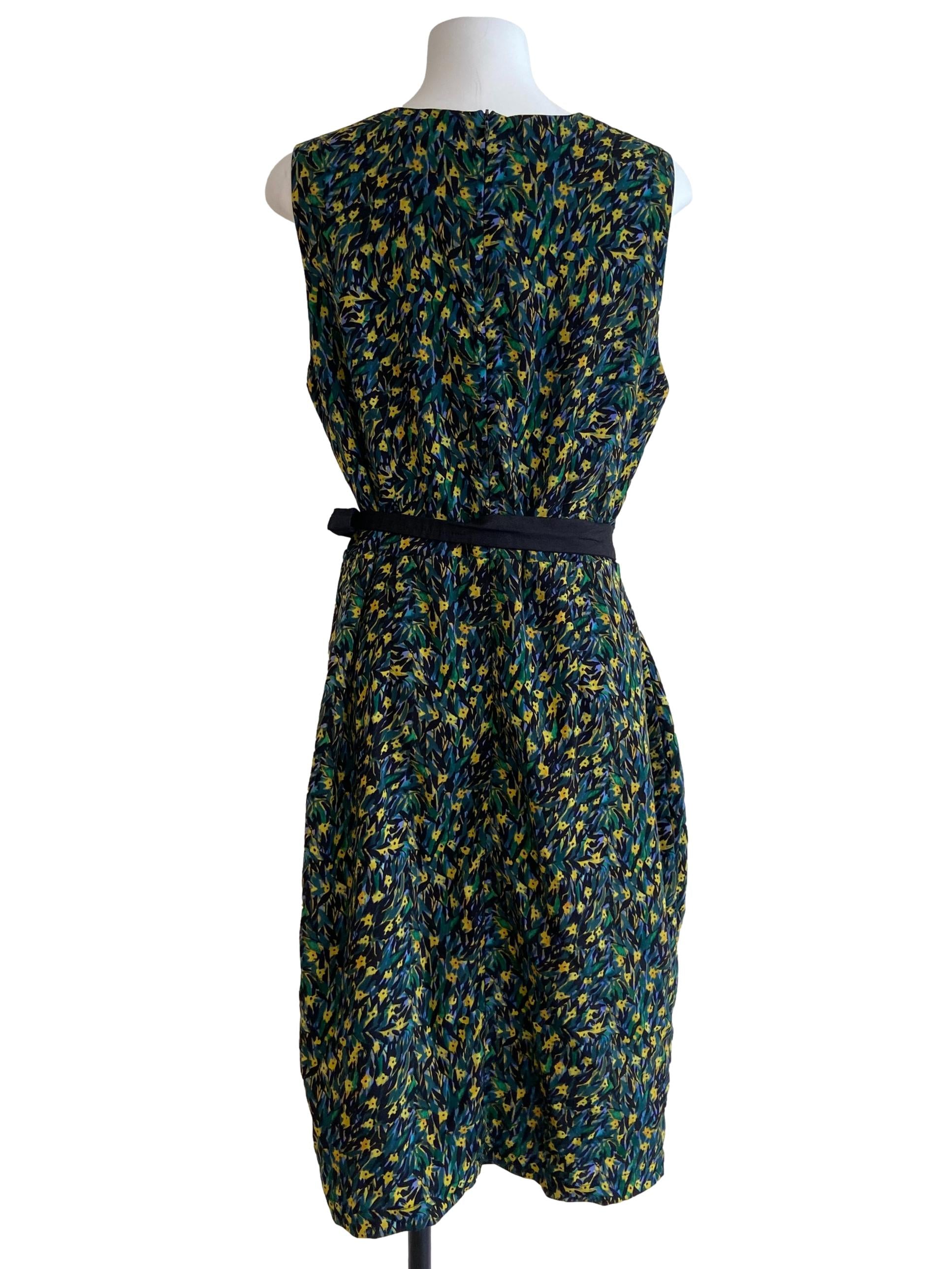Green & Black Floral Wrap Dress