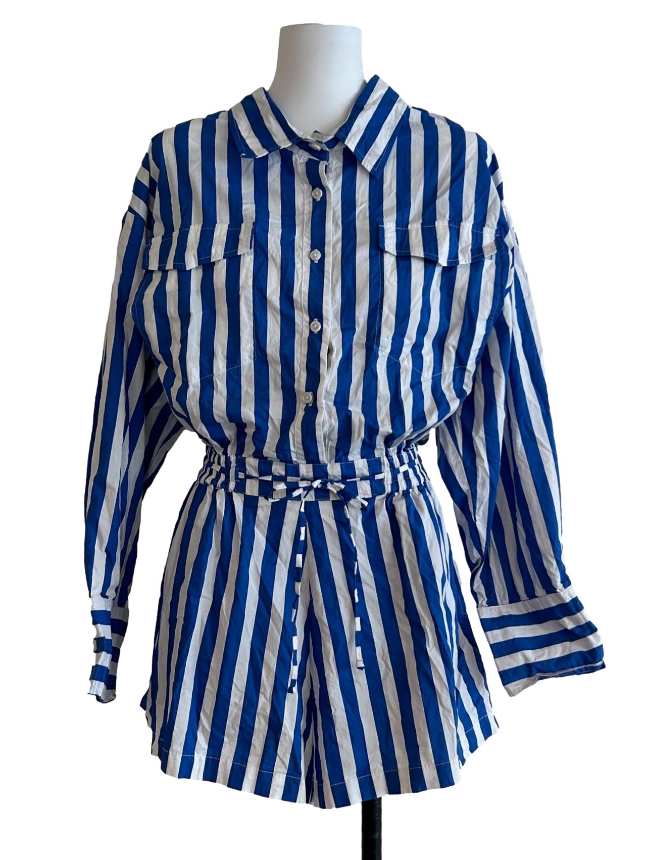 Lapis Blue Striped Romper