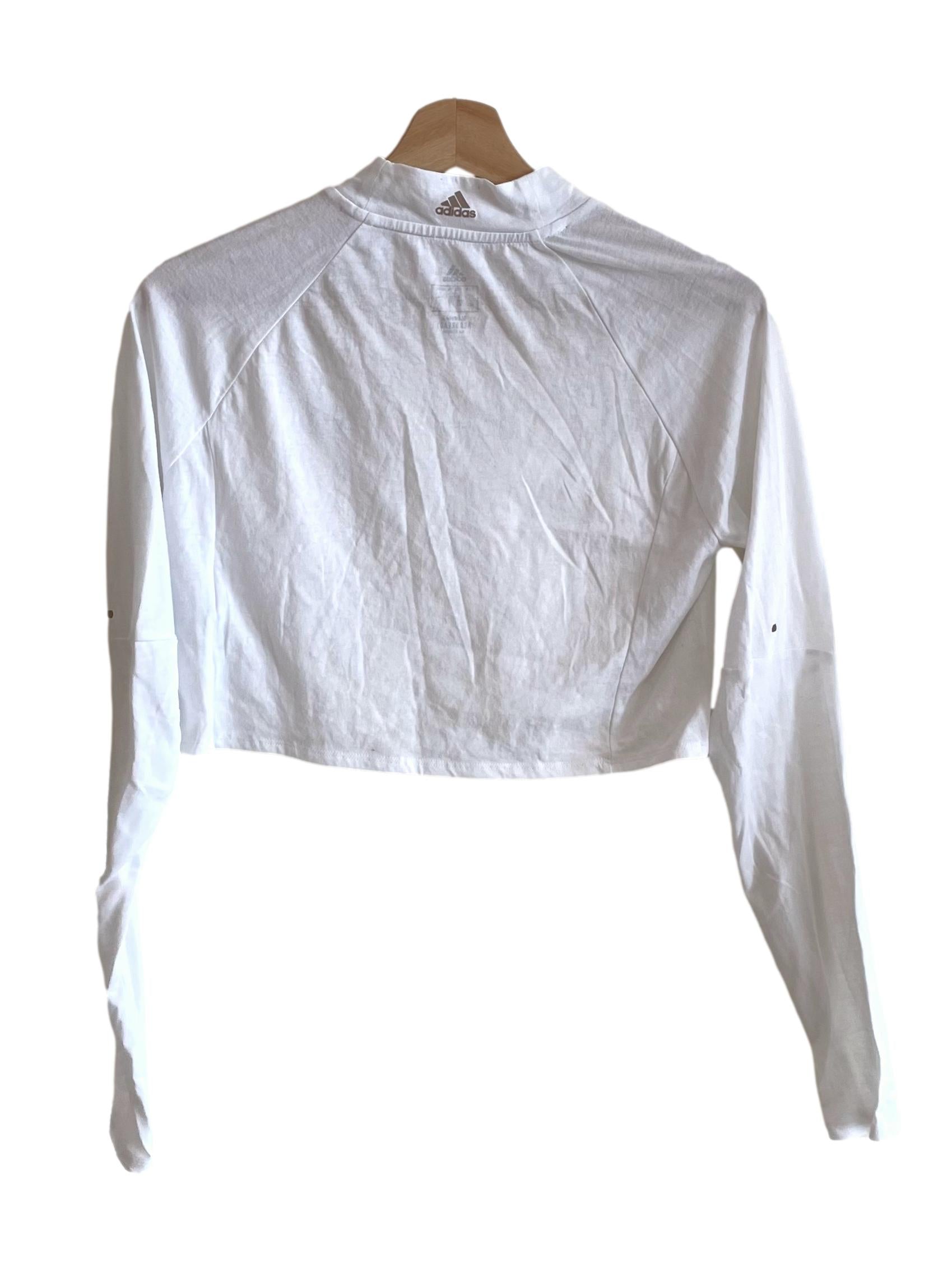 White Logo Mid Neck Crop Top