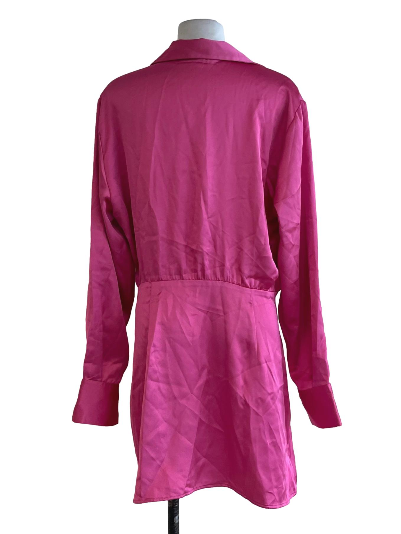 Fuchsia Pink Wing Collar Empire Dress