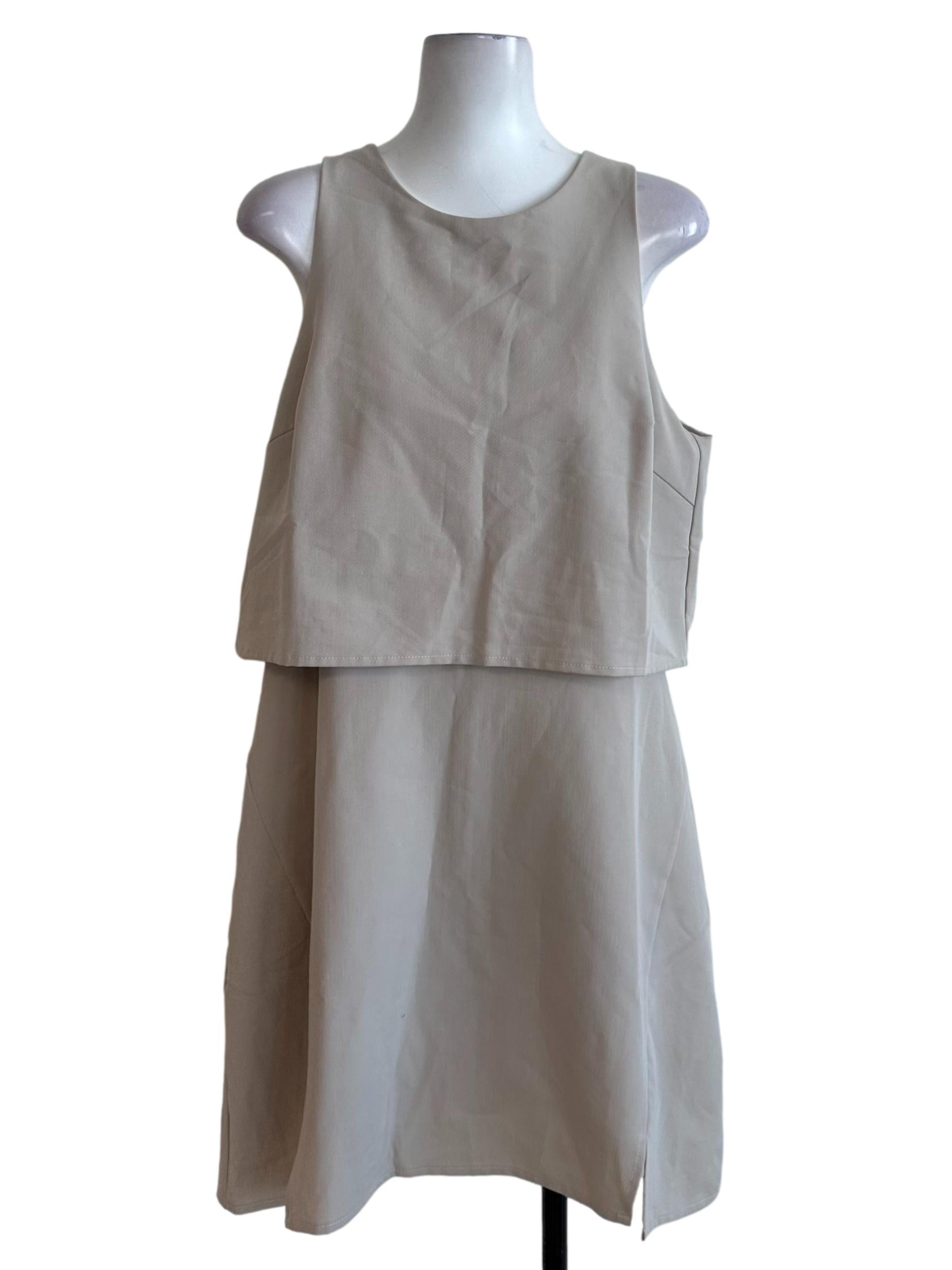 Light Beige Round Neck Casual Dress