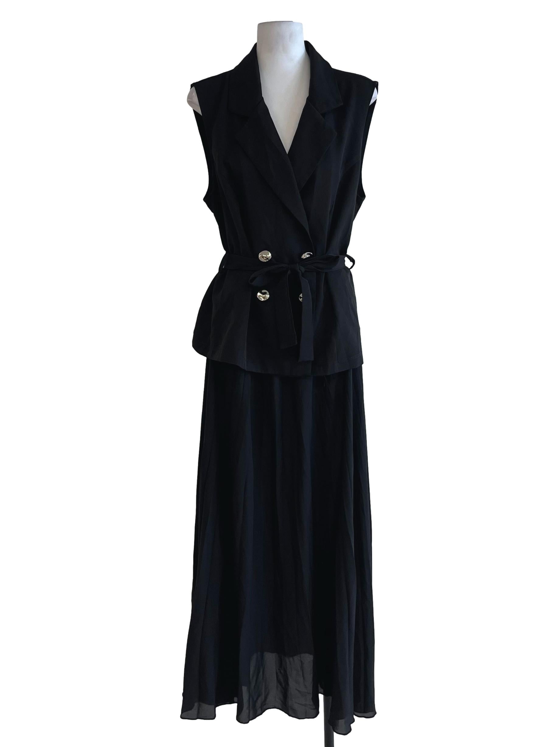 Black Wing Collar A-Line Dress