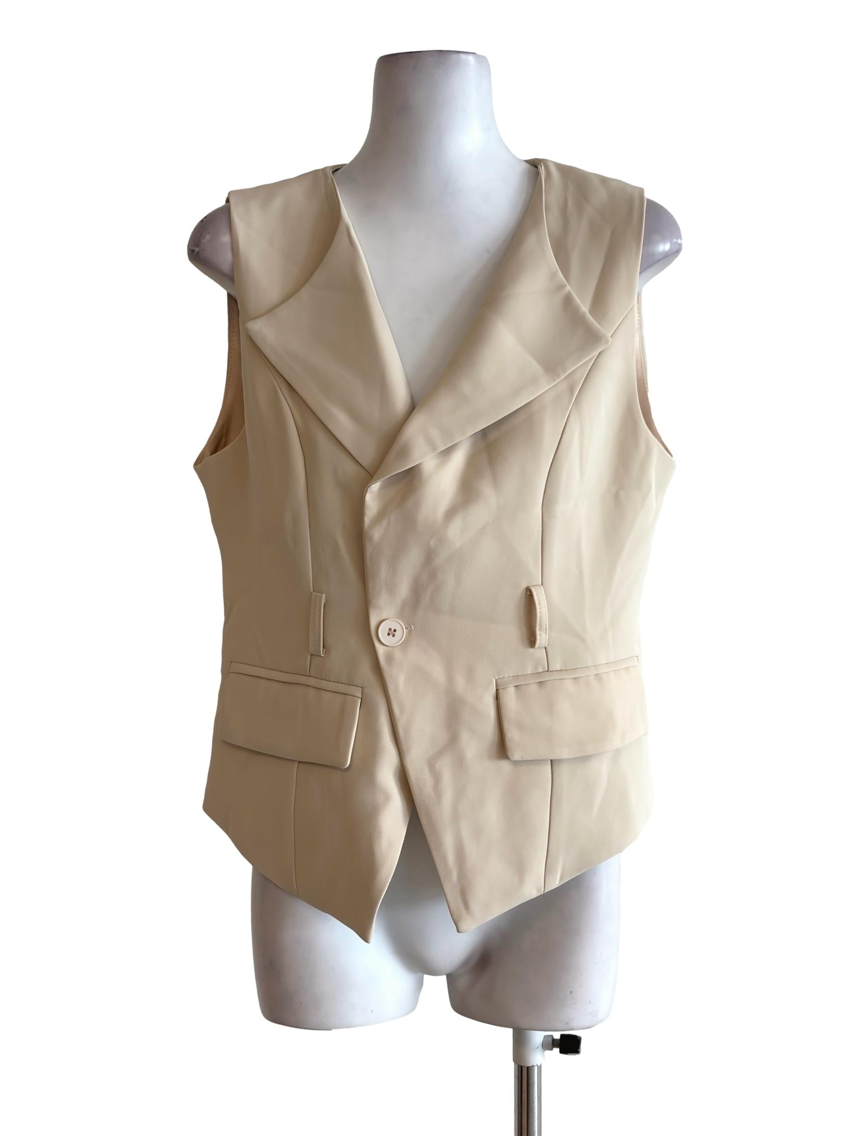 Nude Beige Single Breasted Vest