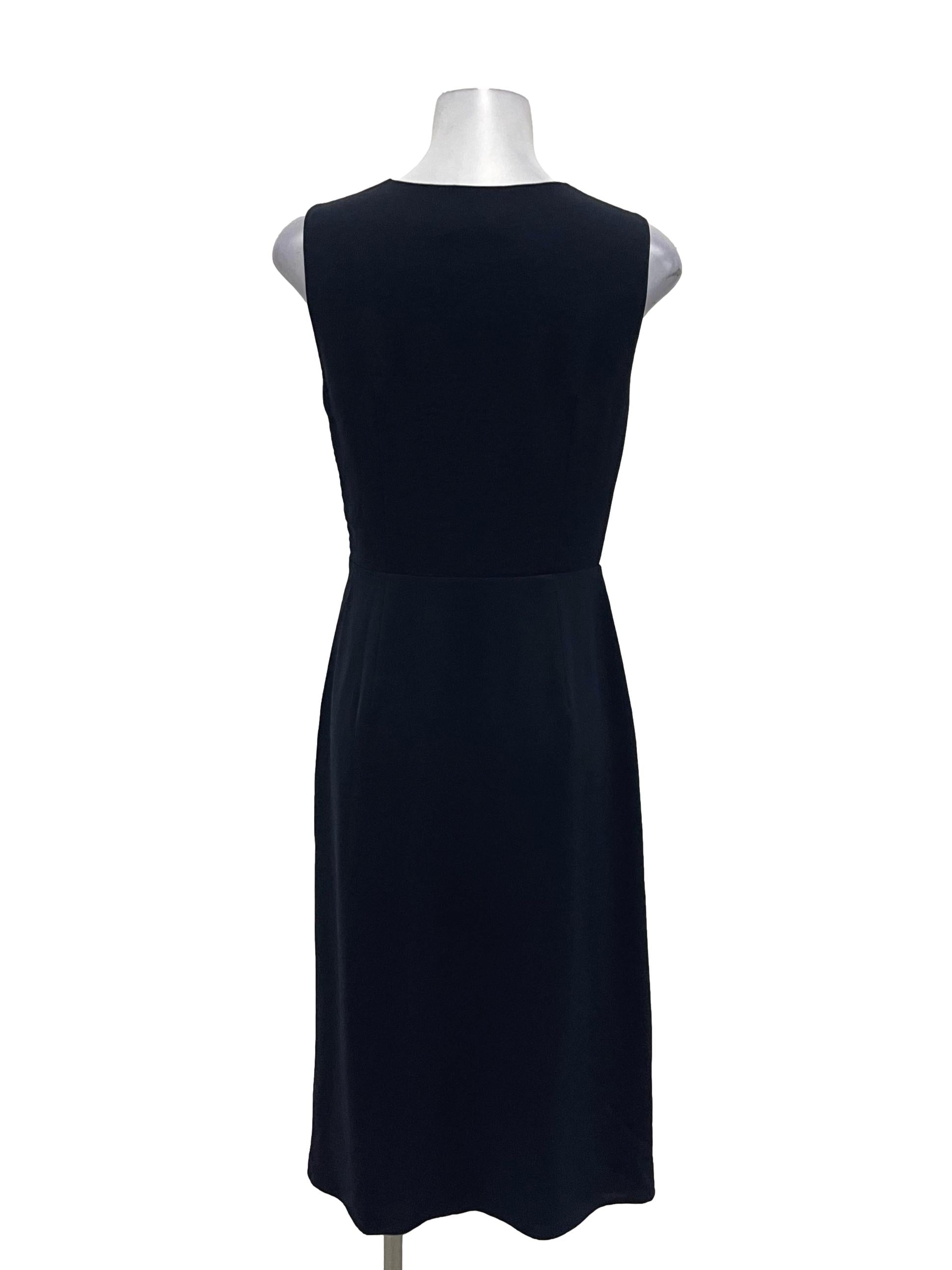Navy Blue V-Neck Sleeveless Midi Dress OSN