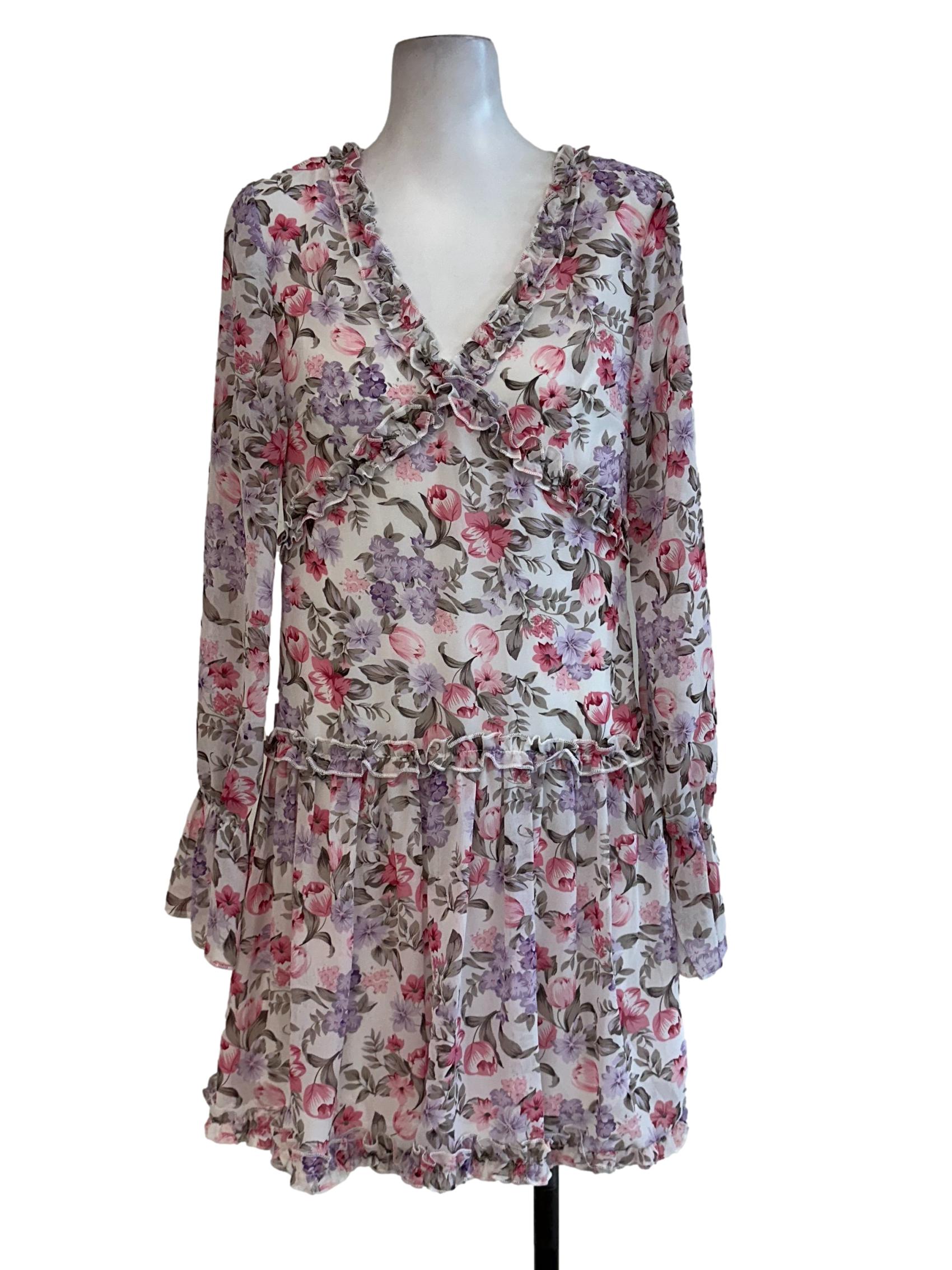 Pink Flower Patterned Dress