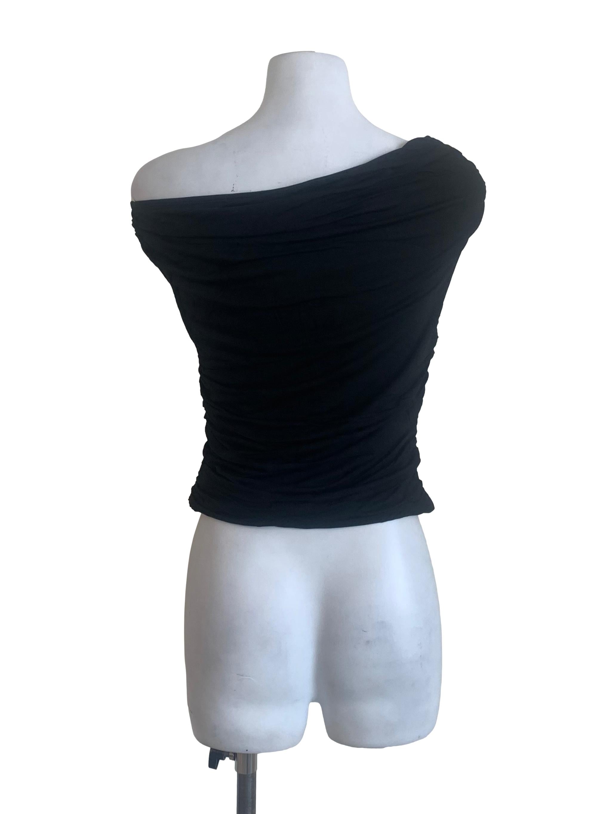 Jade Black Drop Shoulder Top