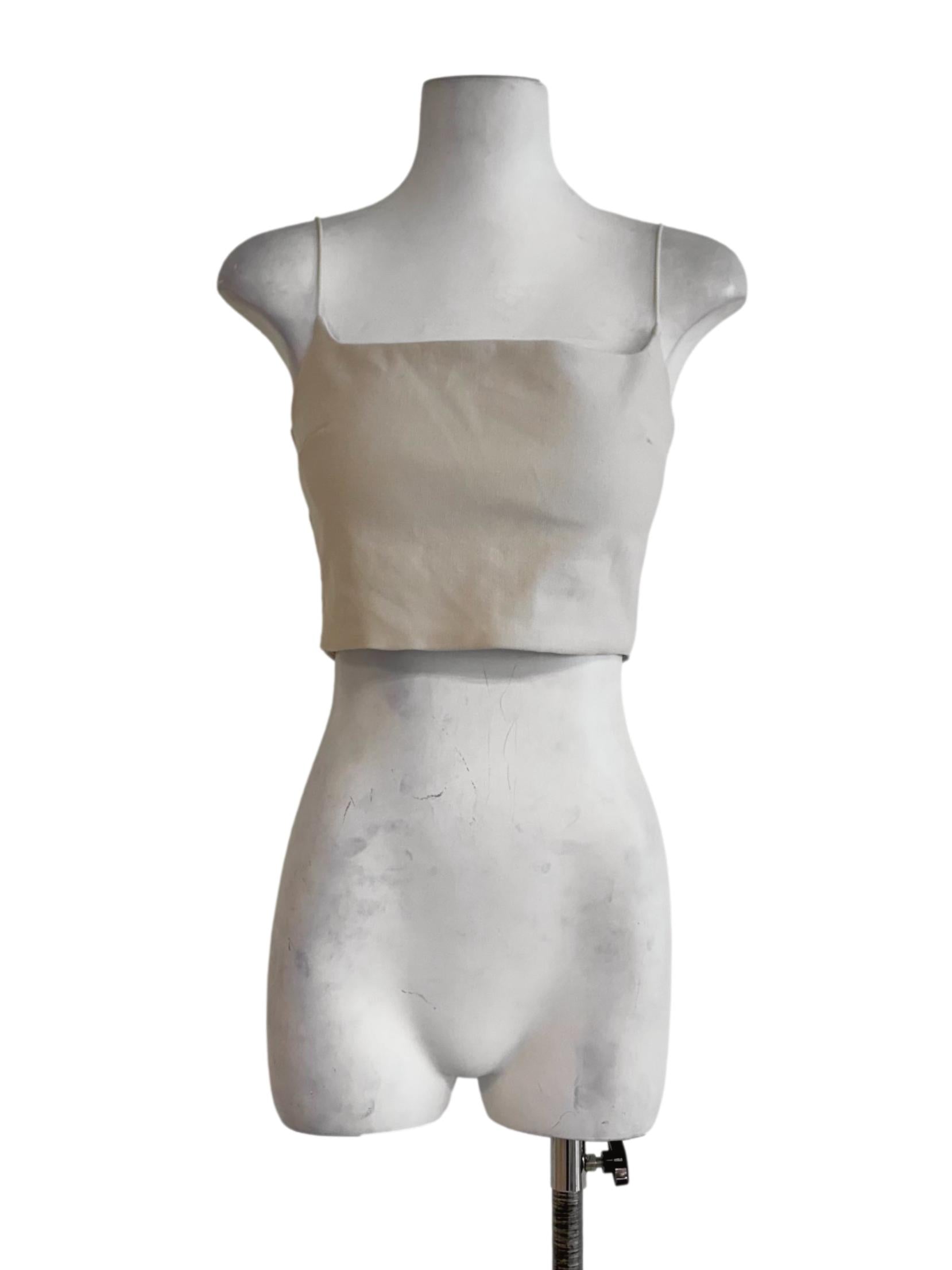 Alabaster Beige Strap Crop Top