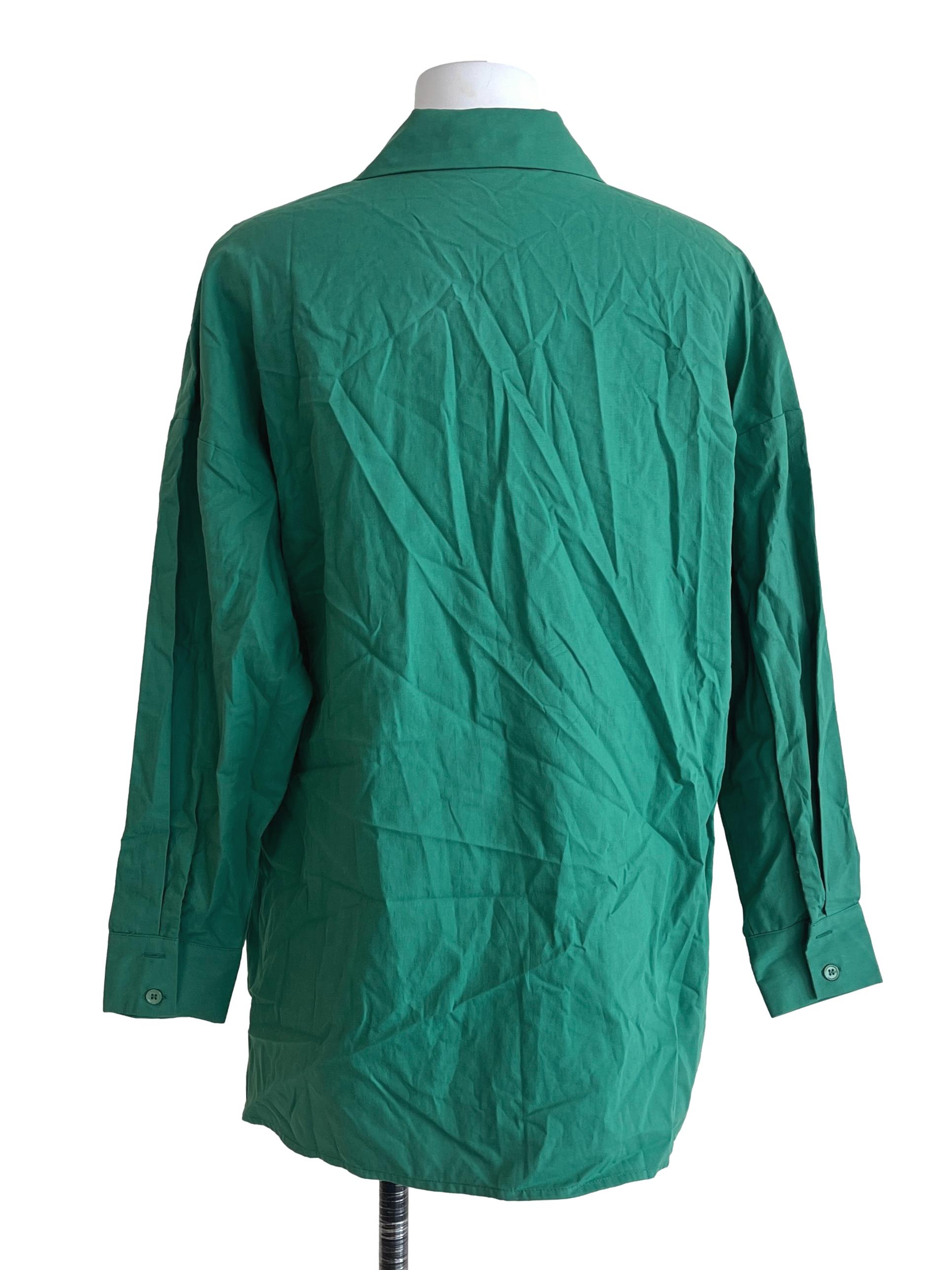 Clover Green Down Button Long Sleeve Top