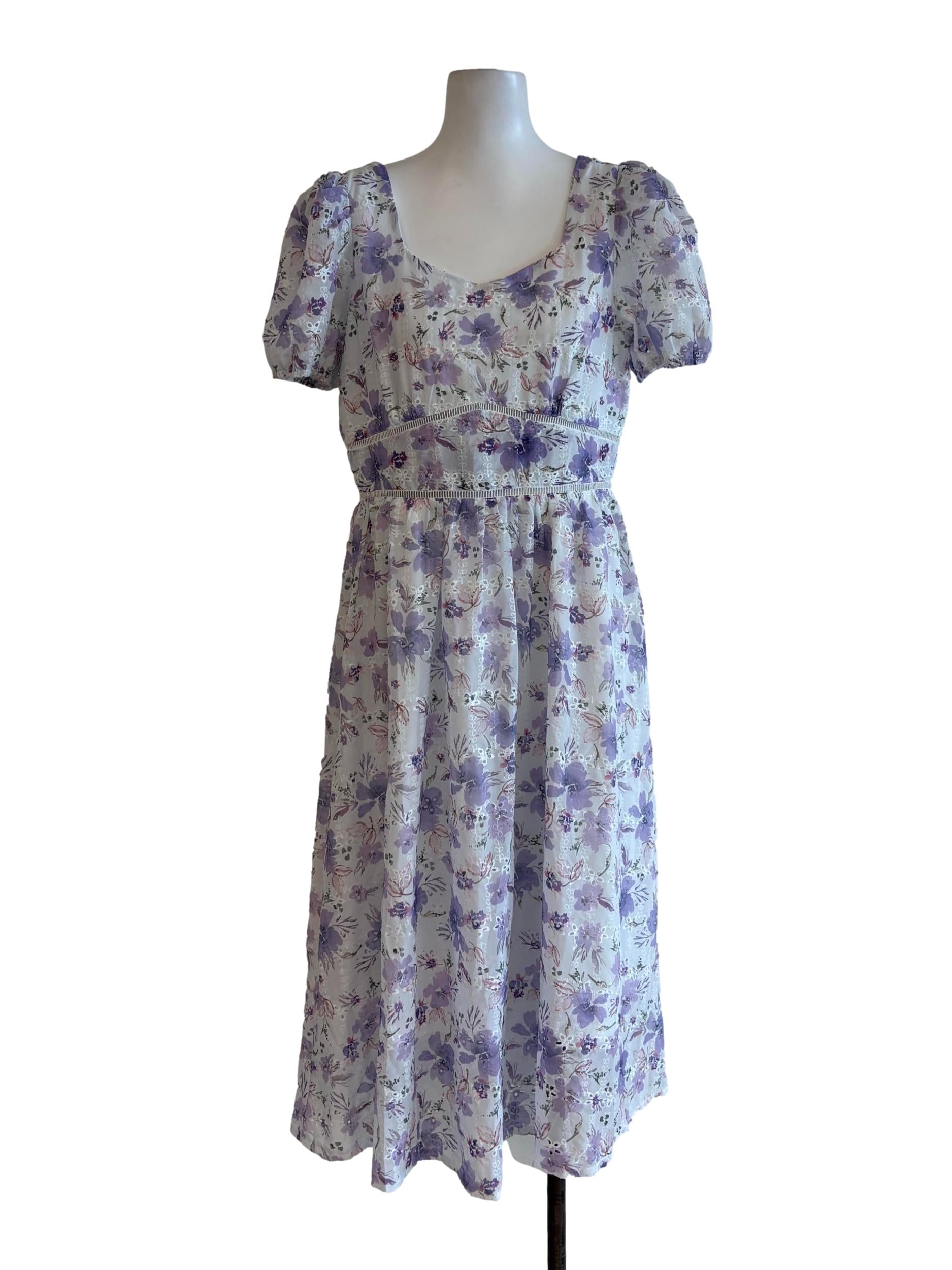 Lilac Floral Eyelet Dress