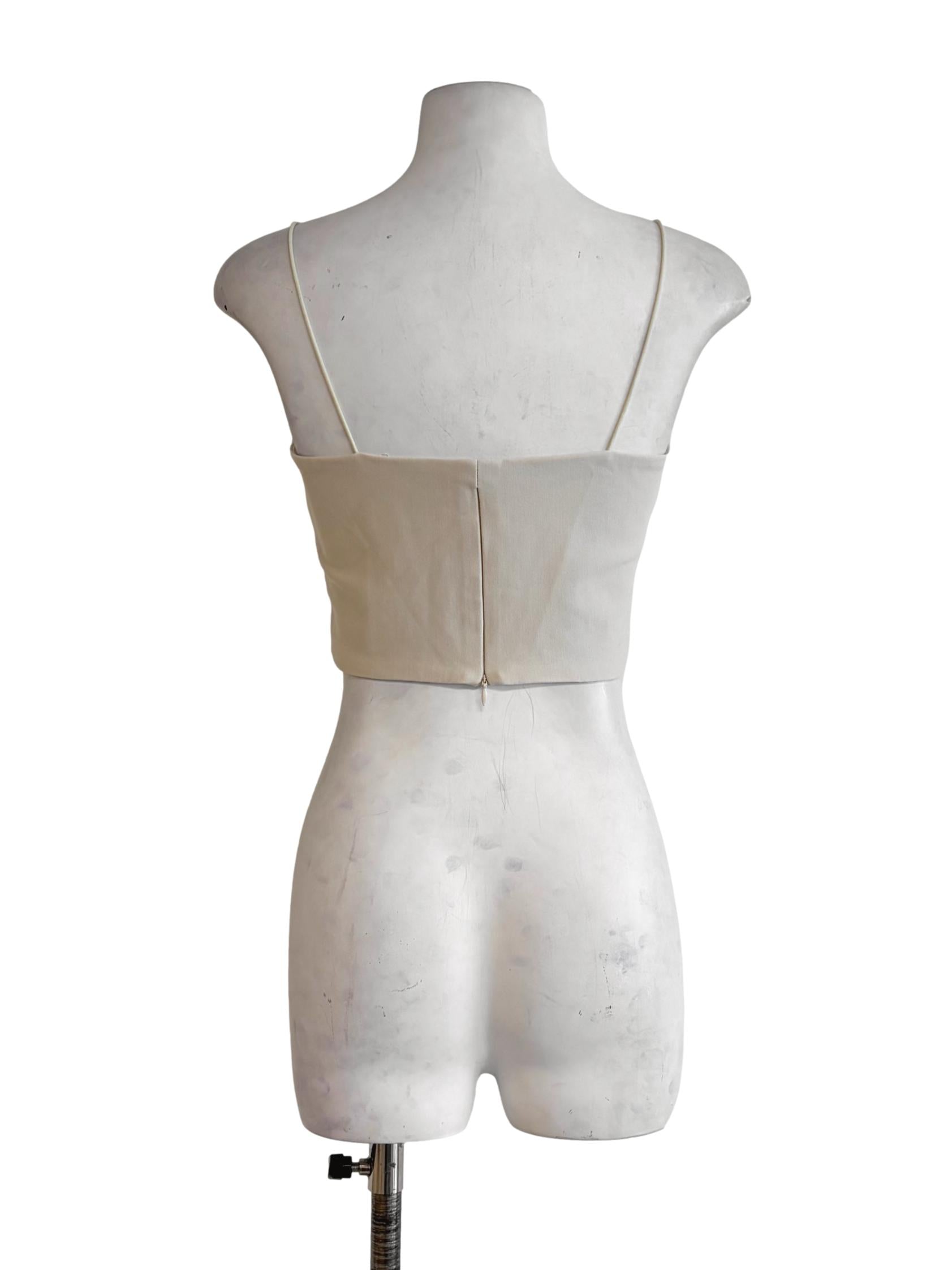 Alabaster Beige Strap Crop Top