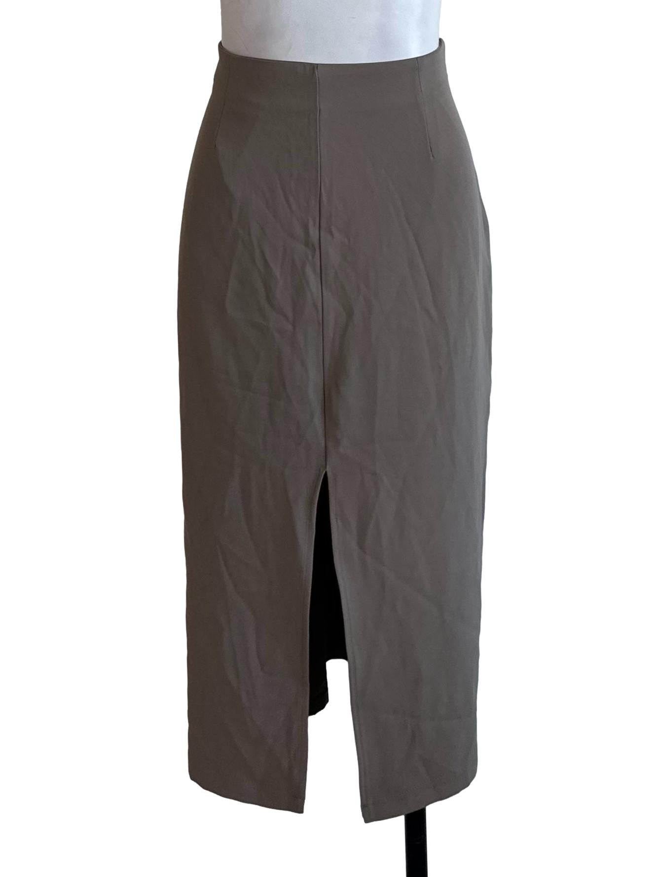 Hazel Brown Casual Slit Skirt