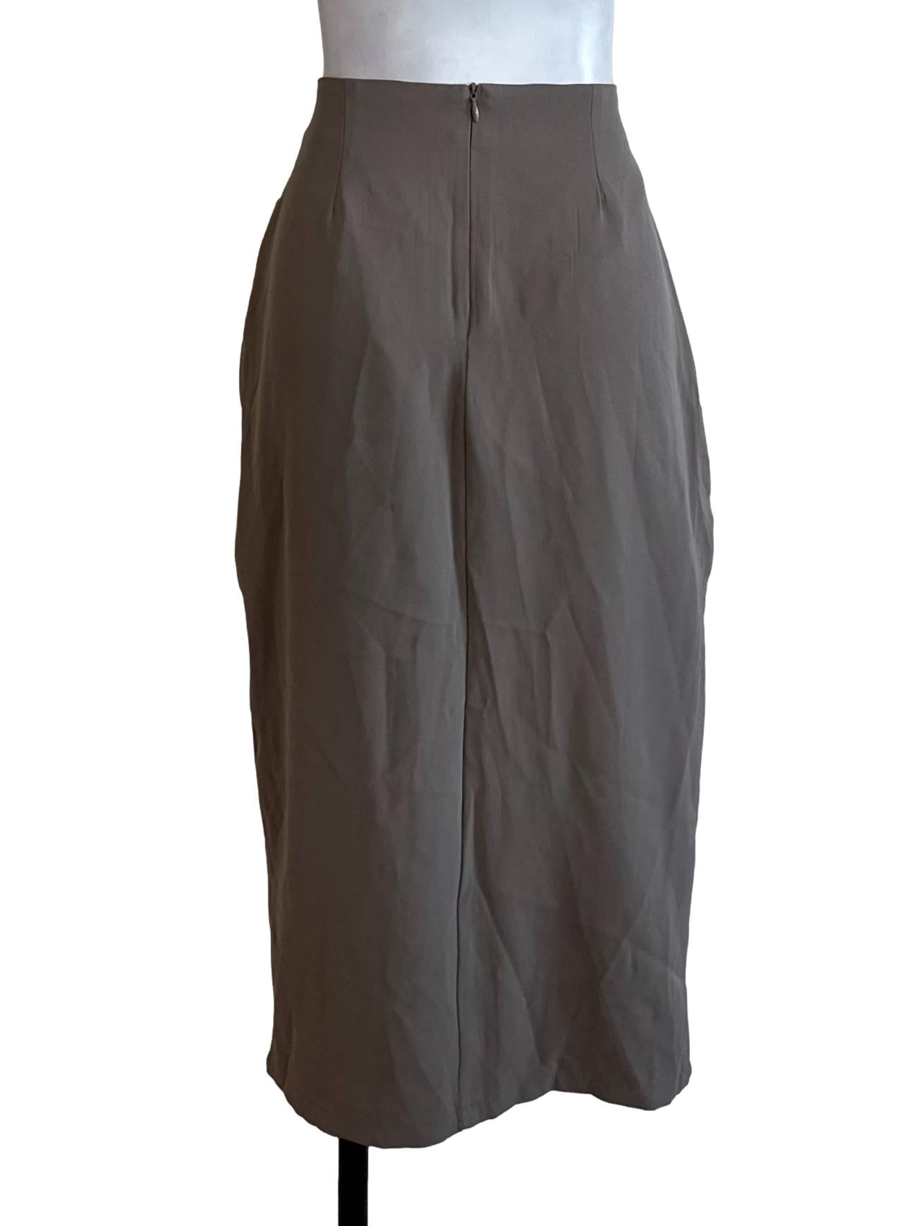 Hazel Brown Casual Slit Skirt