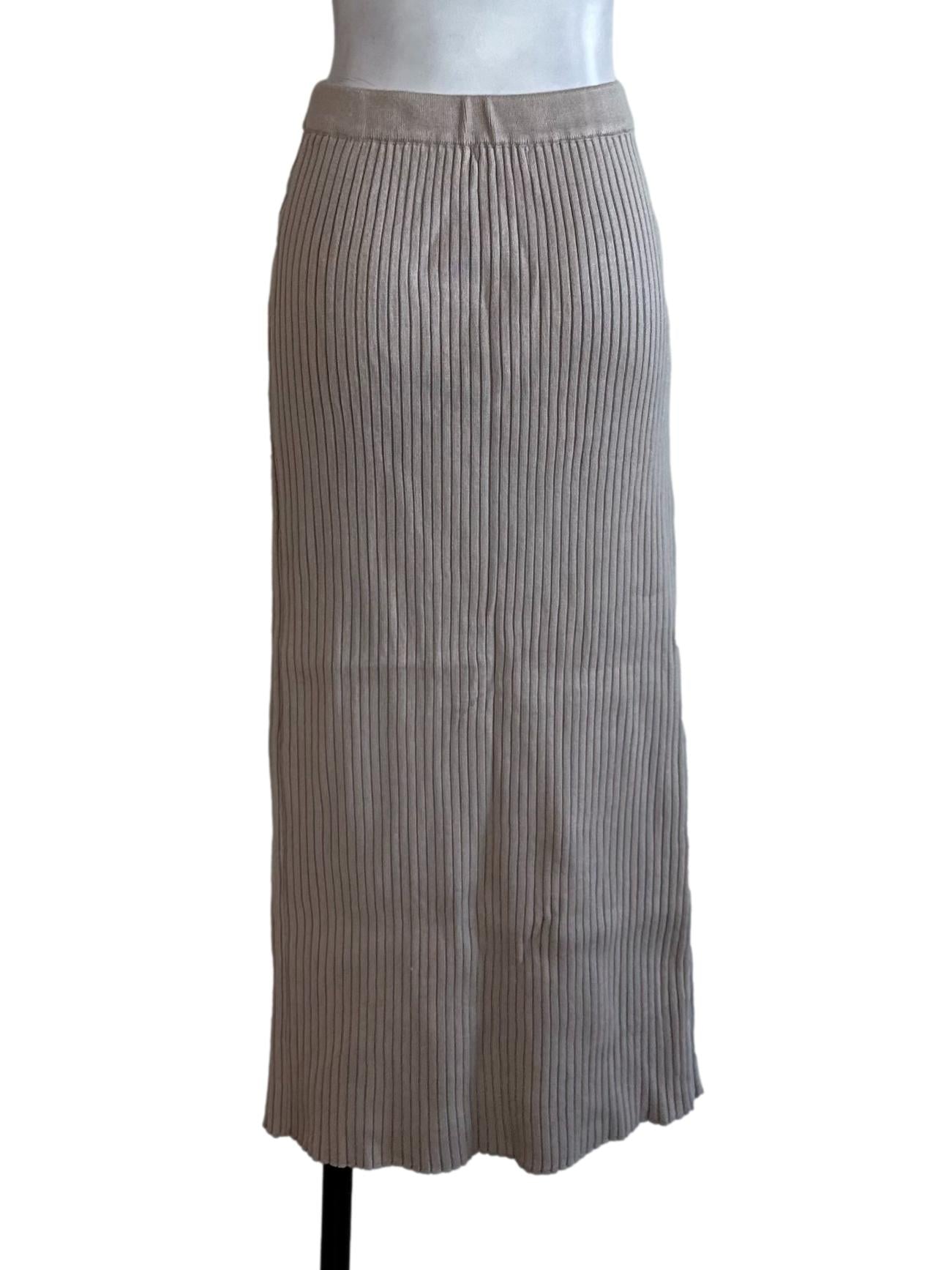Latte Beige Knit Slit Skirt