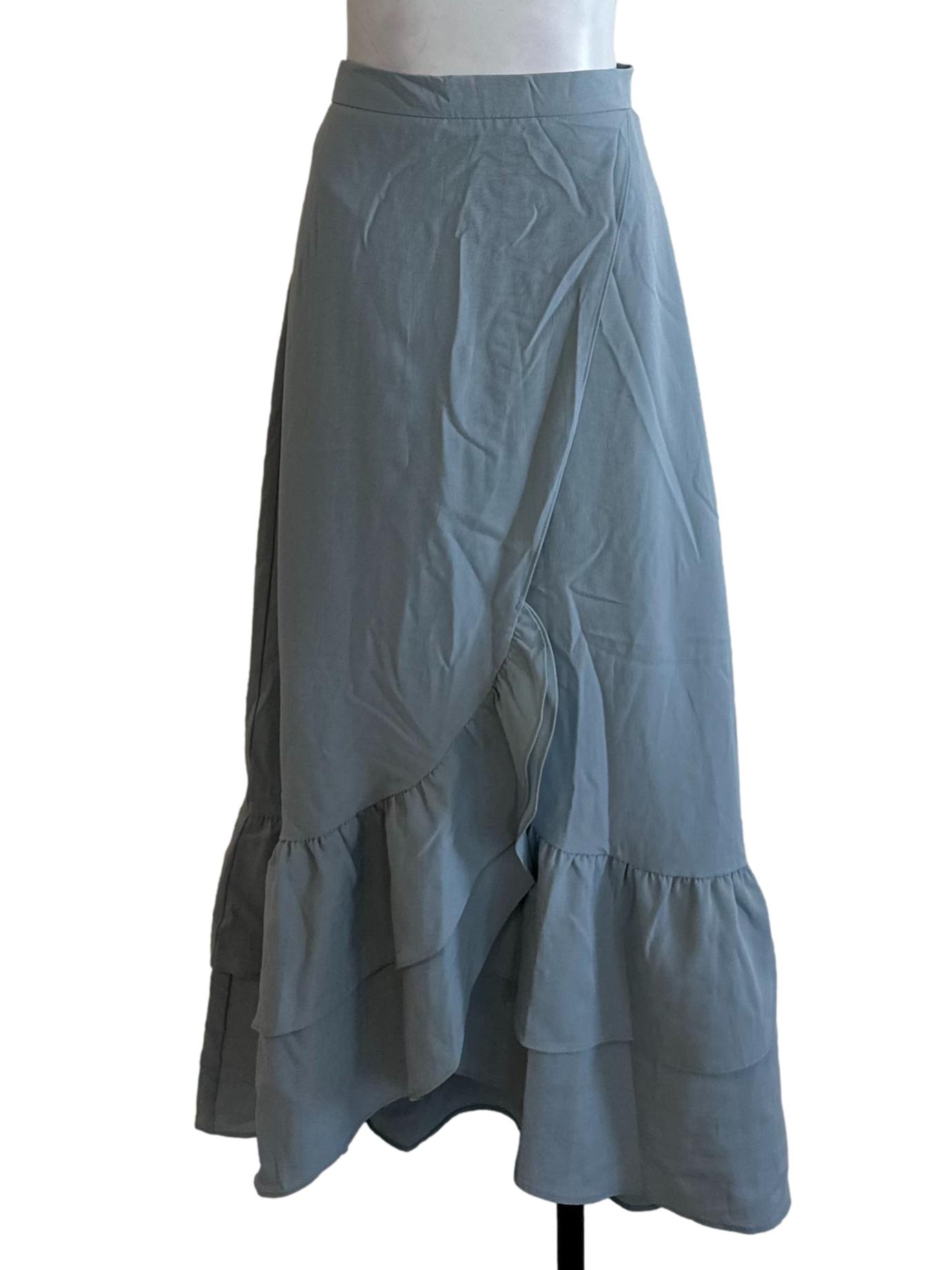 Dusty Blue Ruffle Maxi Skirt