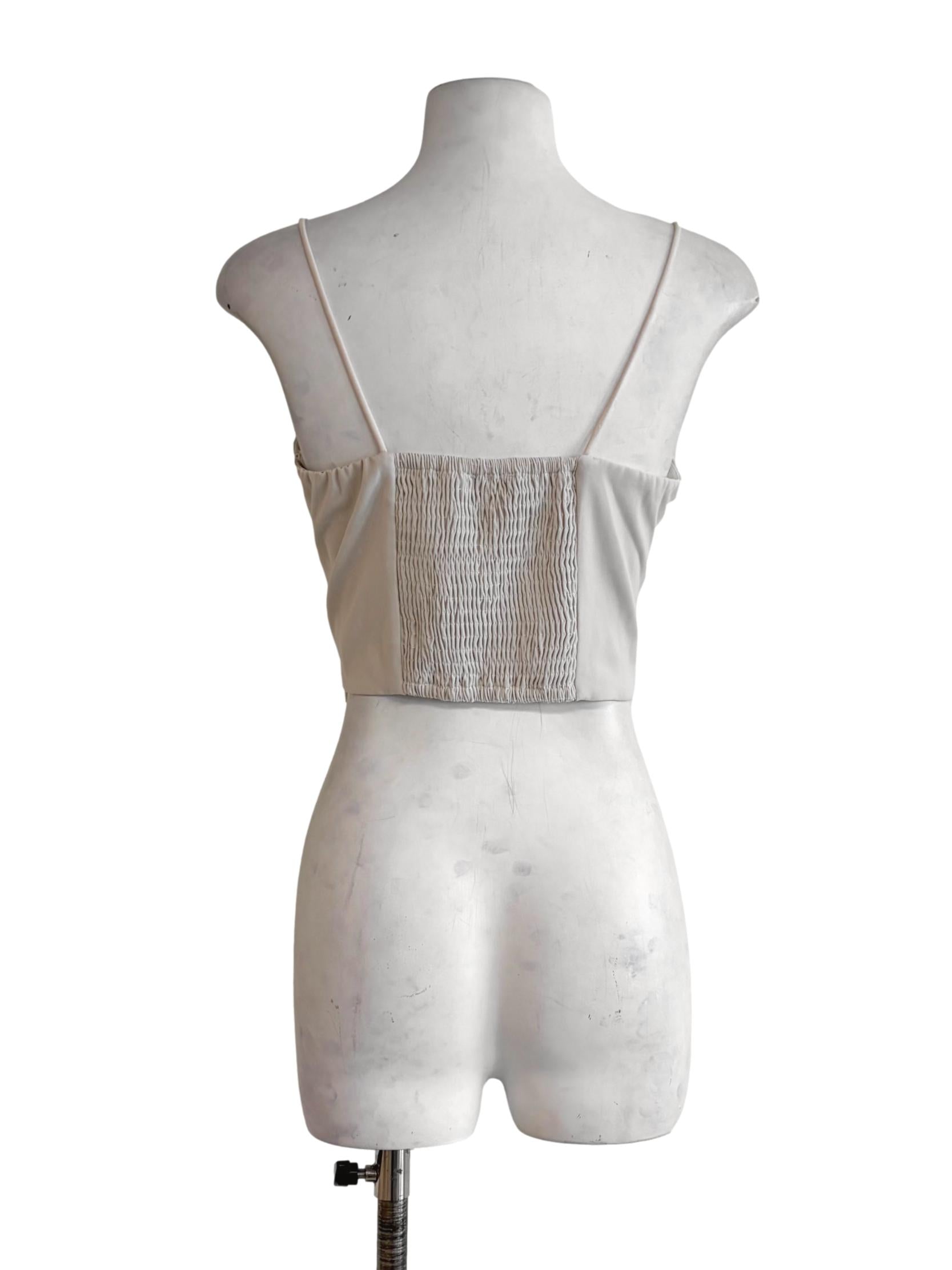 Rice Beige Draped Front Crop Top