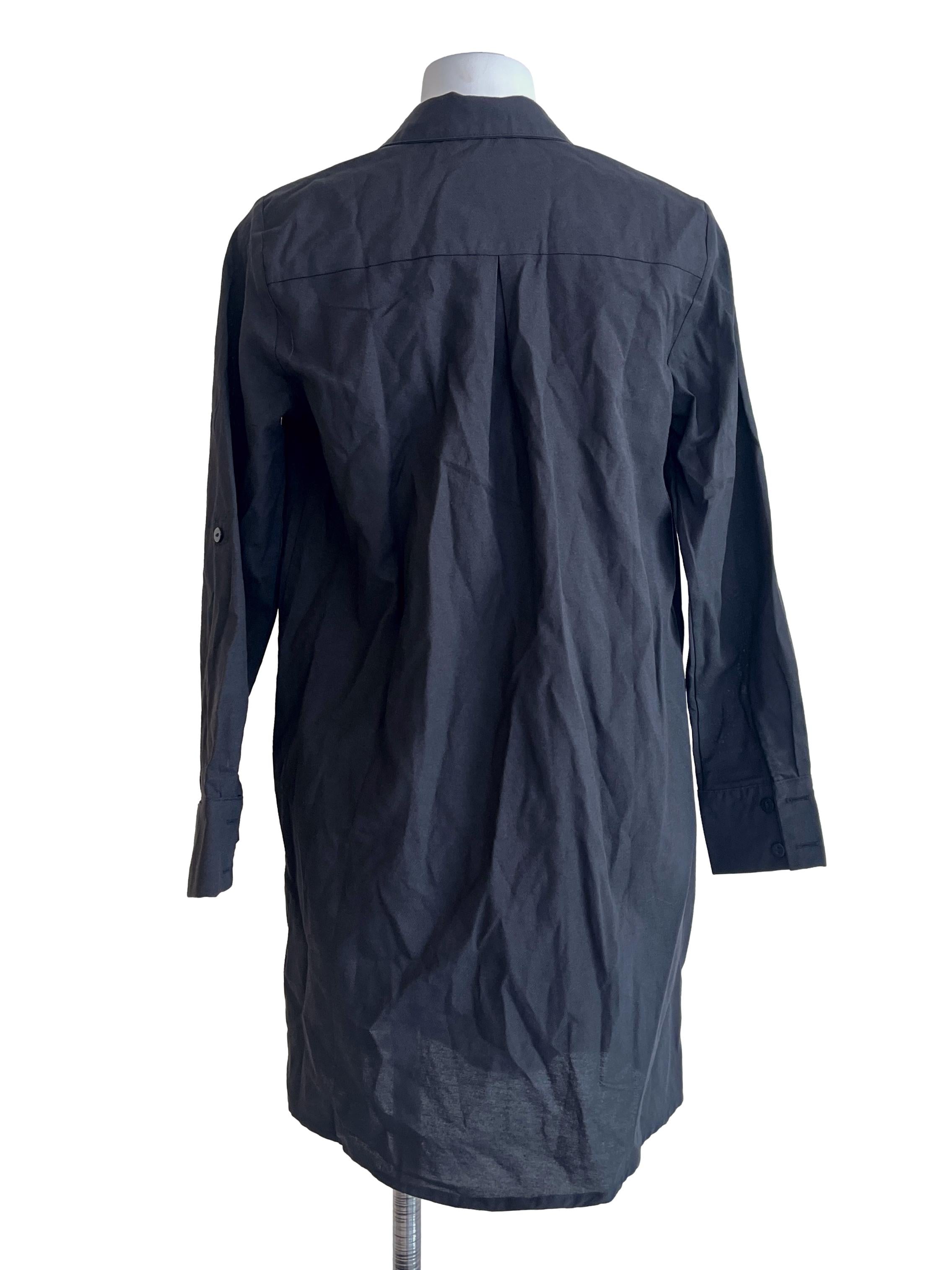 Grease Black Down Button Long Sleeve Oversized Top YHF