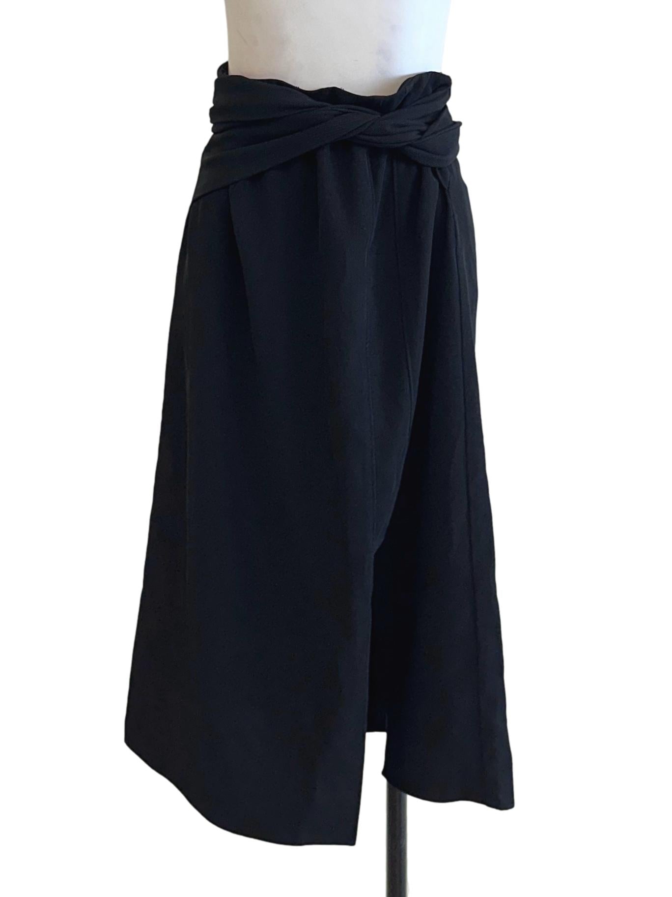 Black Textured Slit Skirt