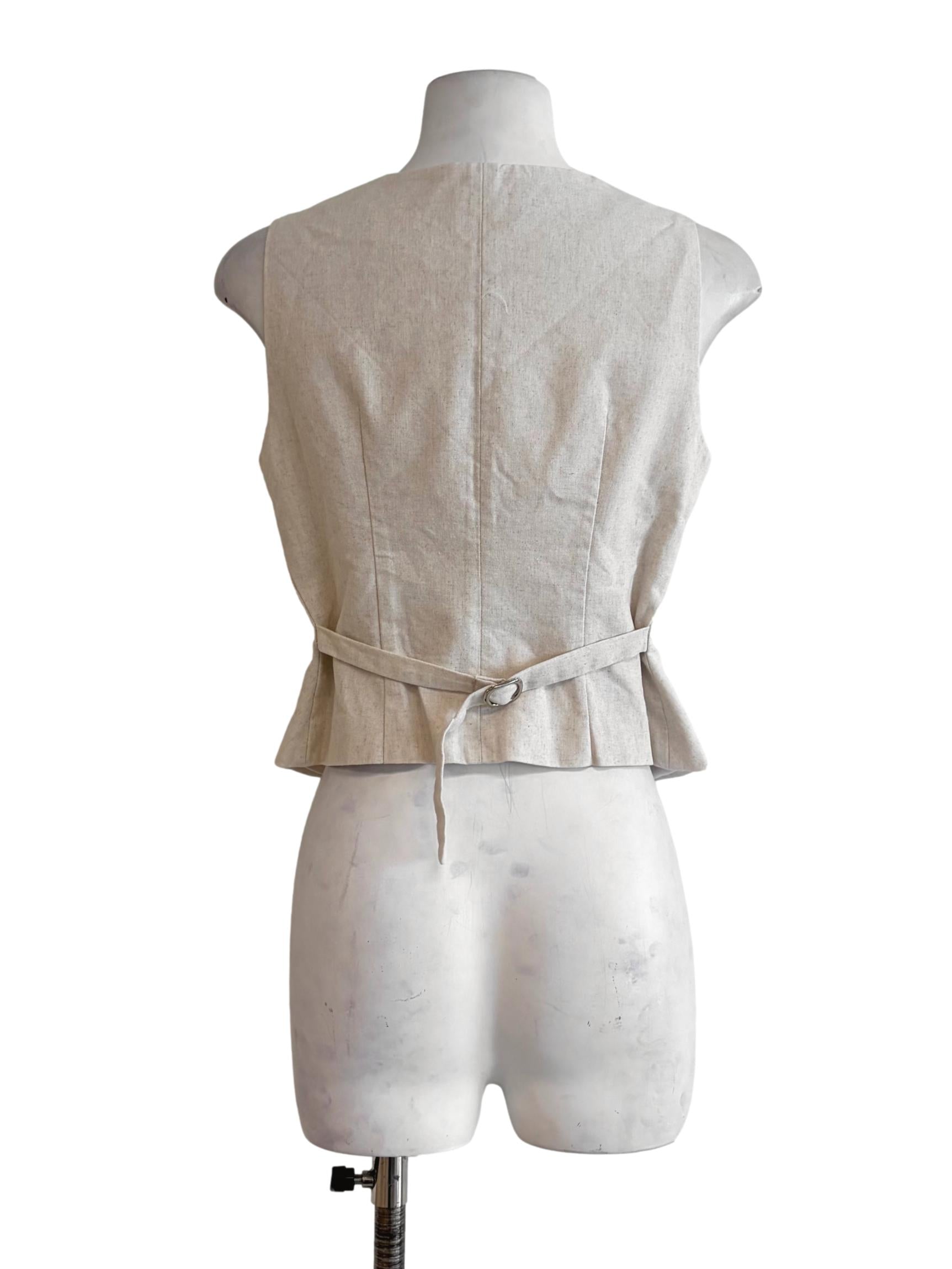 Bone White Sleeveless V-Neck Vest