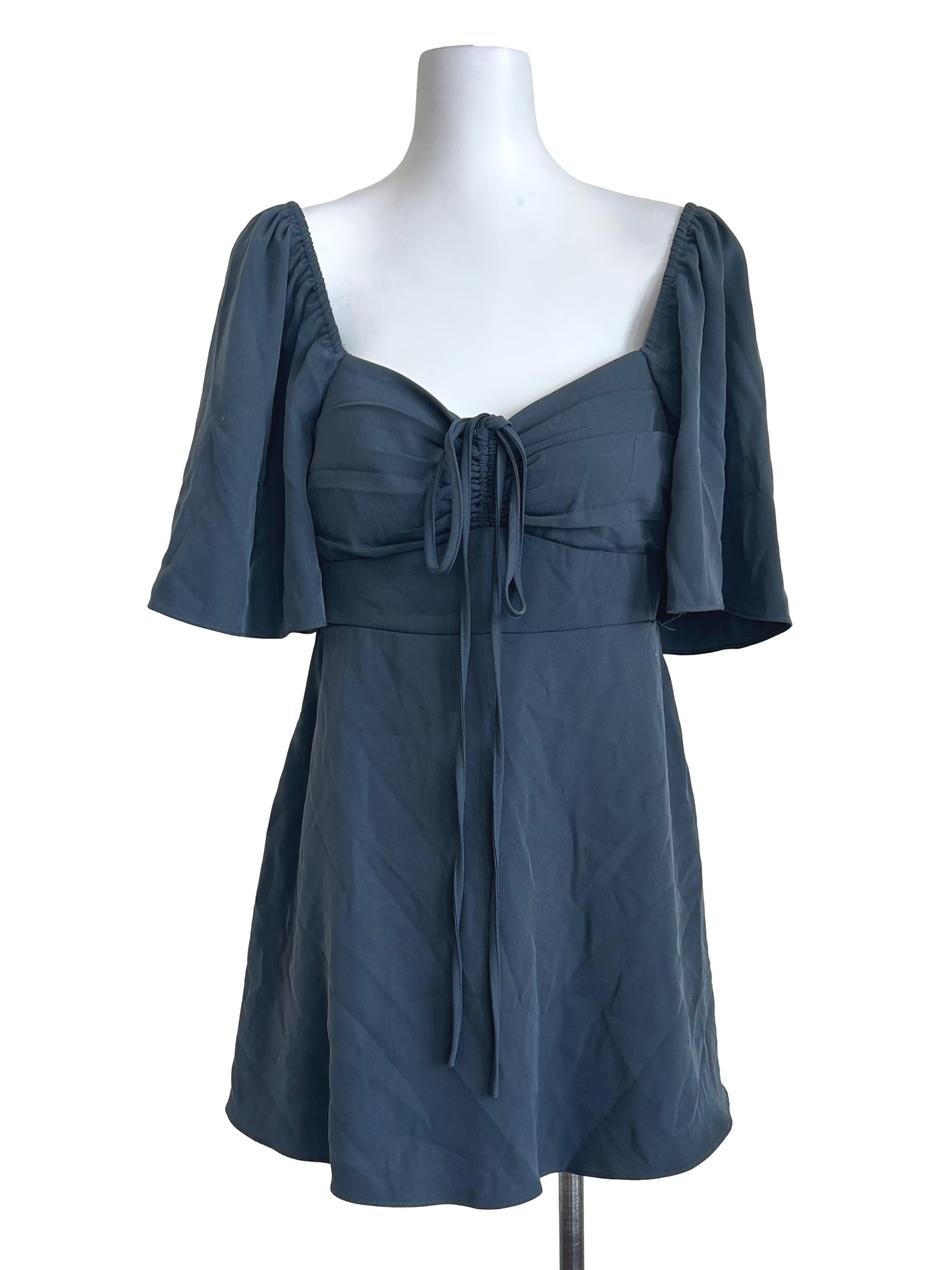 Dark Grey Tie Mini Dress