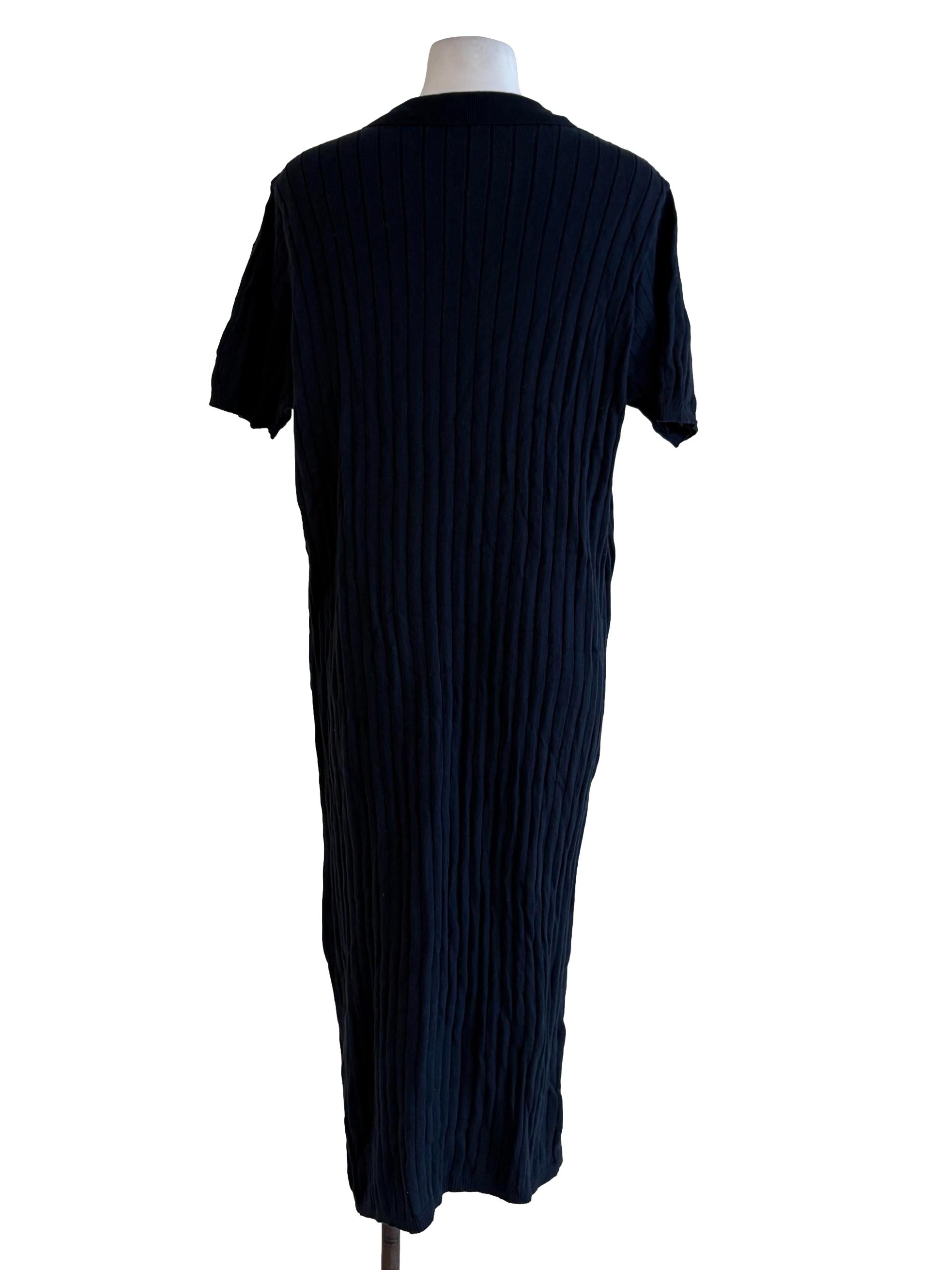 Navy Blue Knitted Ribbing Shift Dress
