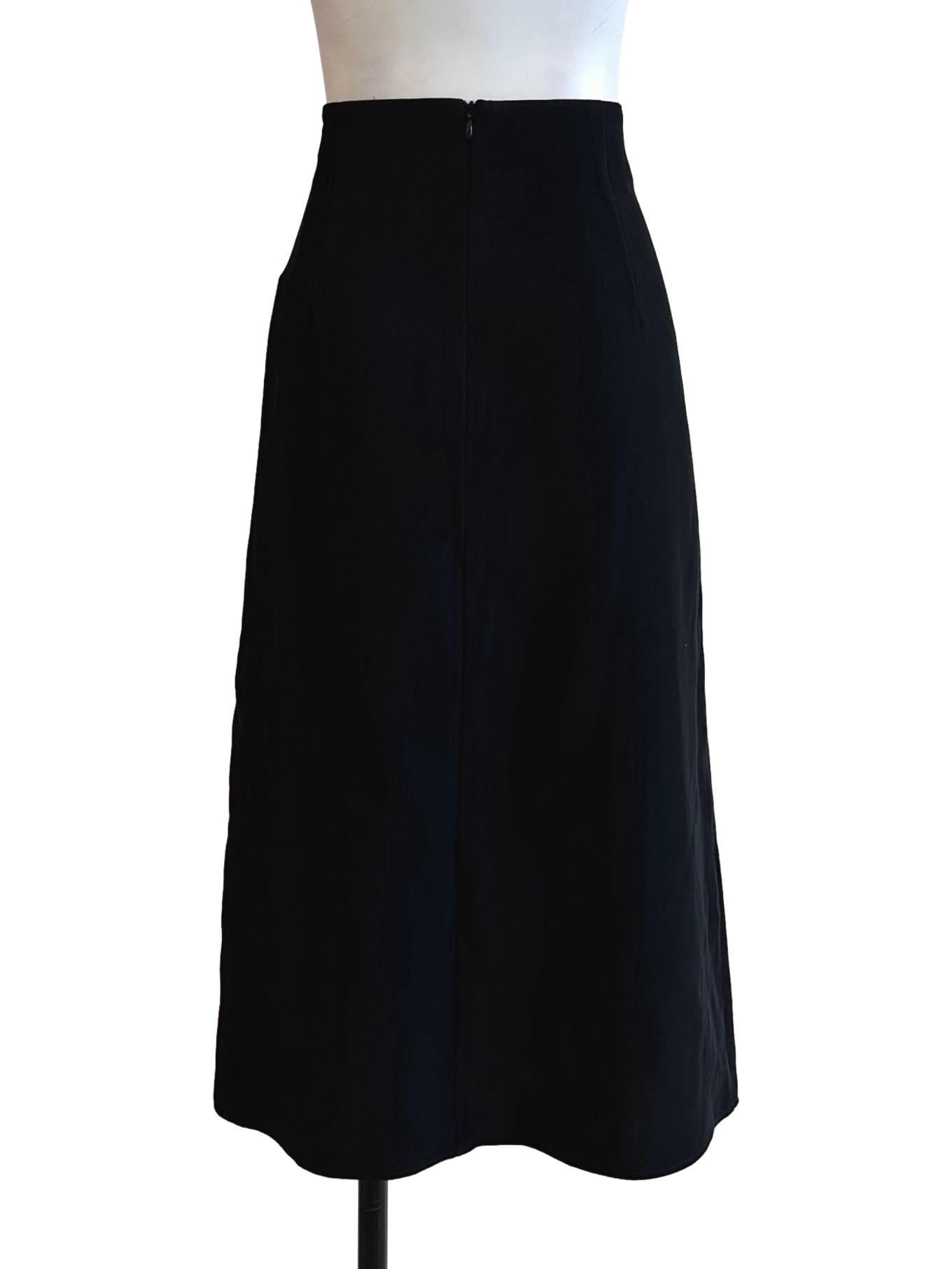 Black Textured Slit Skirt