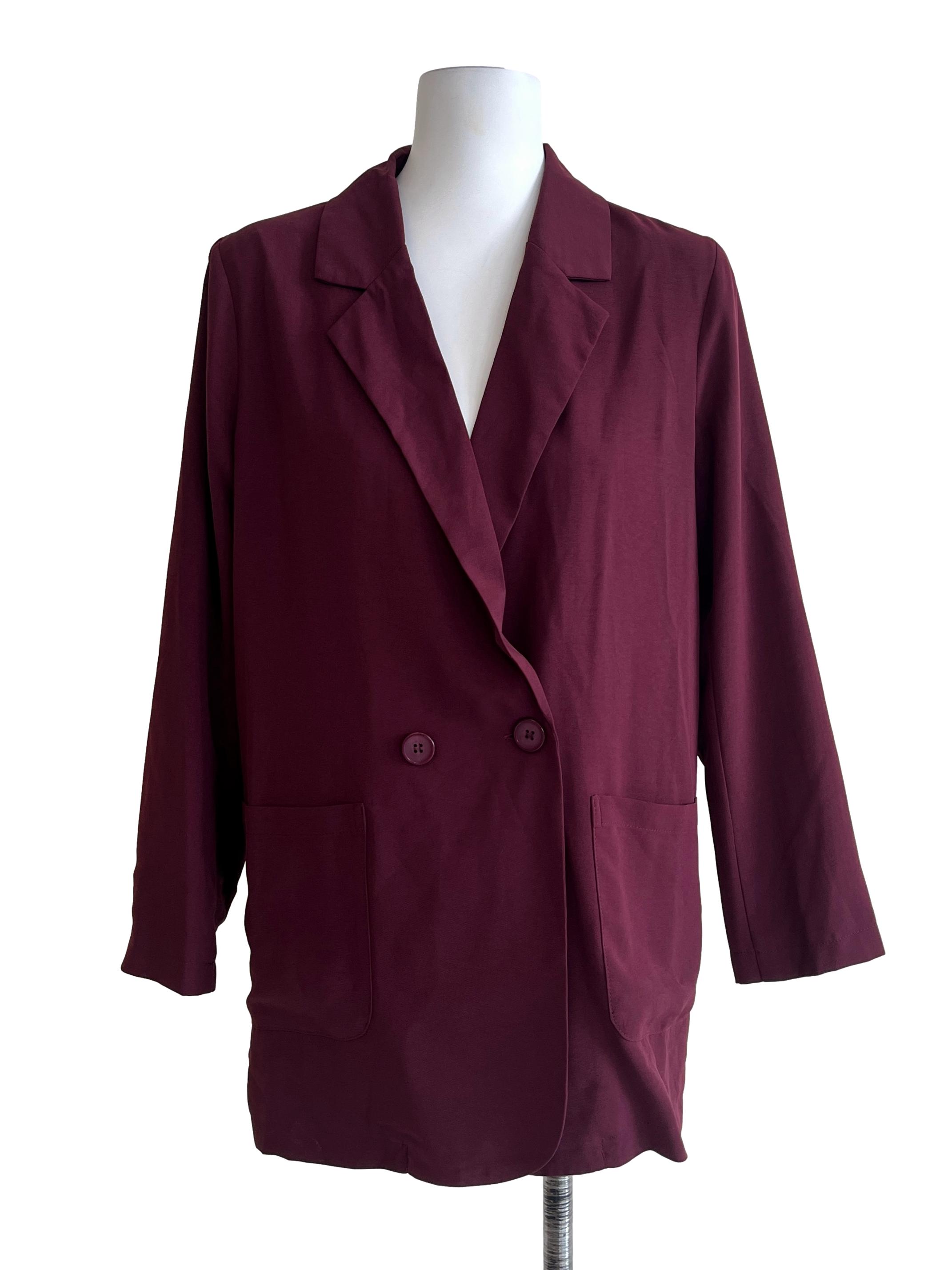 Garnet Red V-Neck Blazer