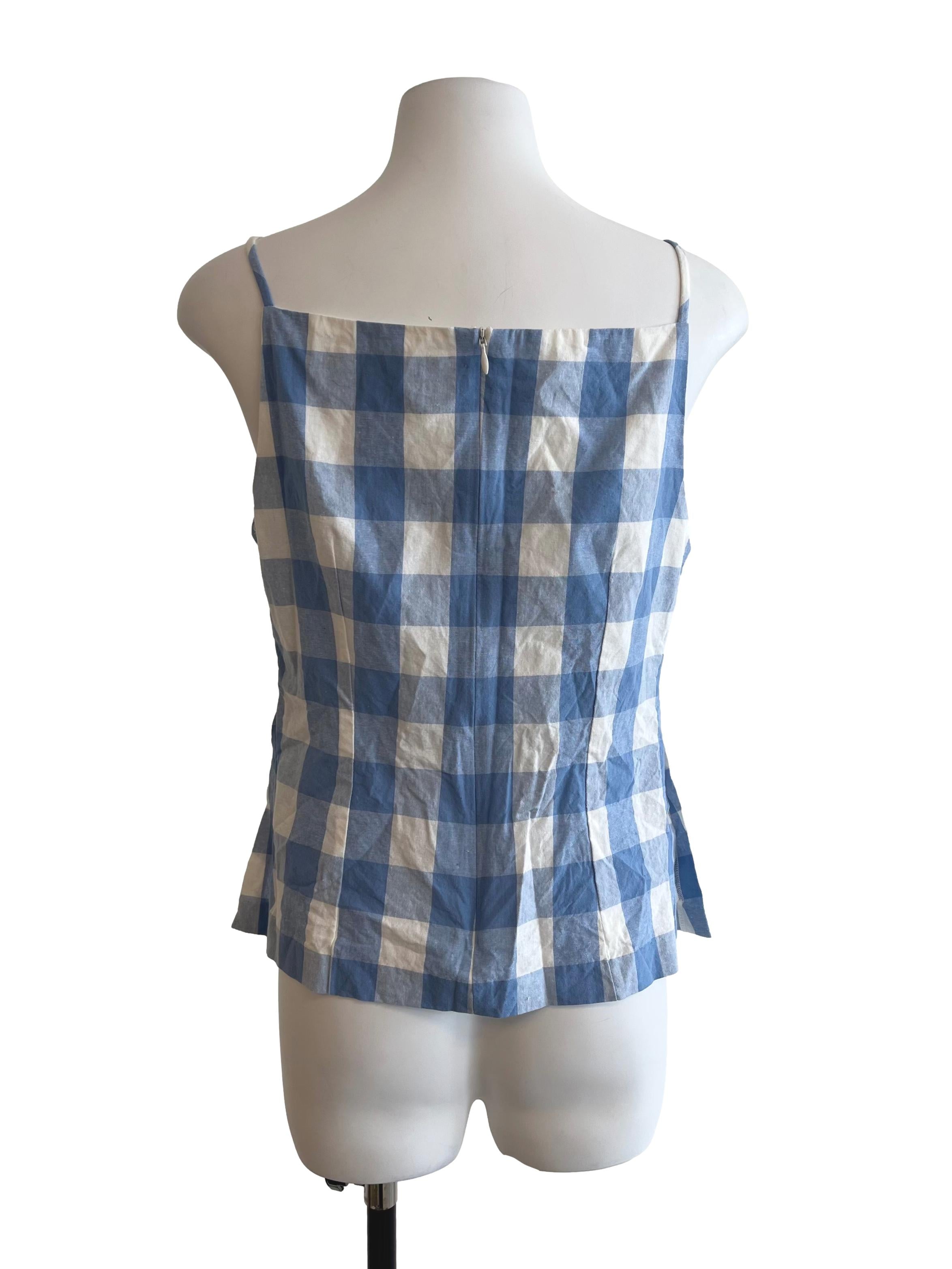 Aegean Blue Checkered Blouse