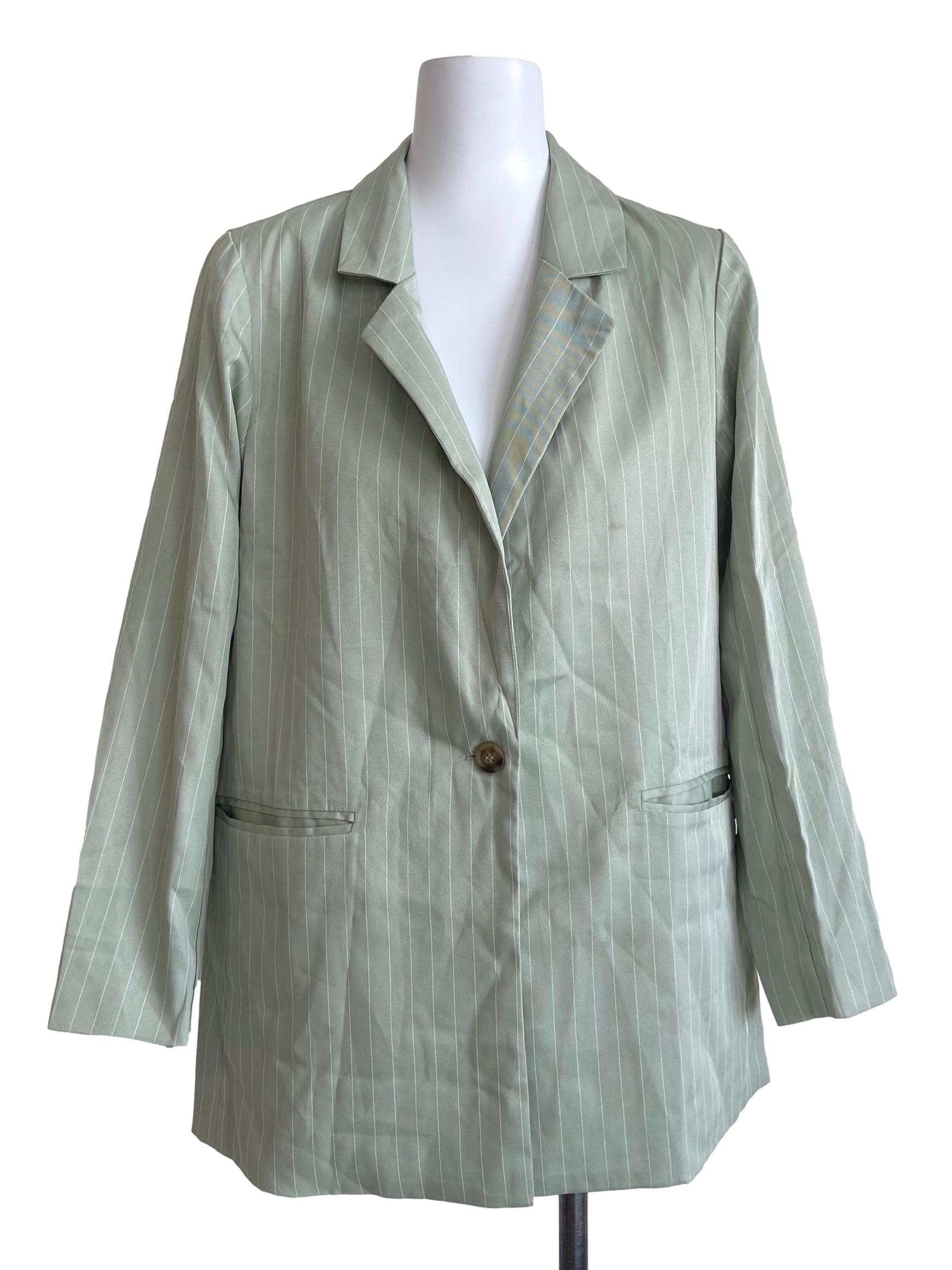 Mint Green & White Stripe Blazer