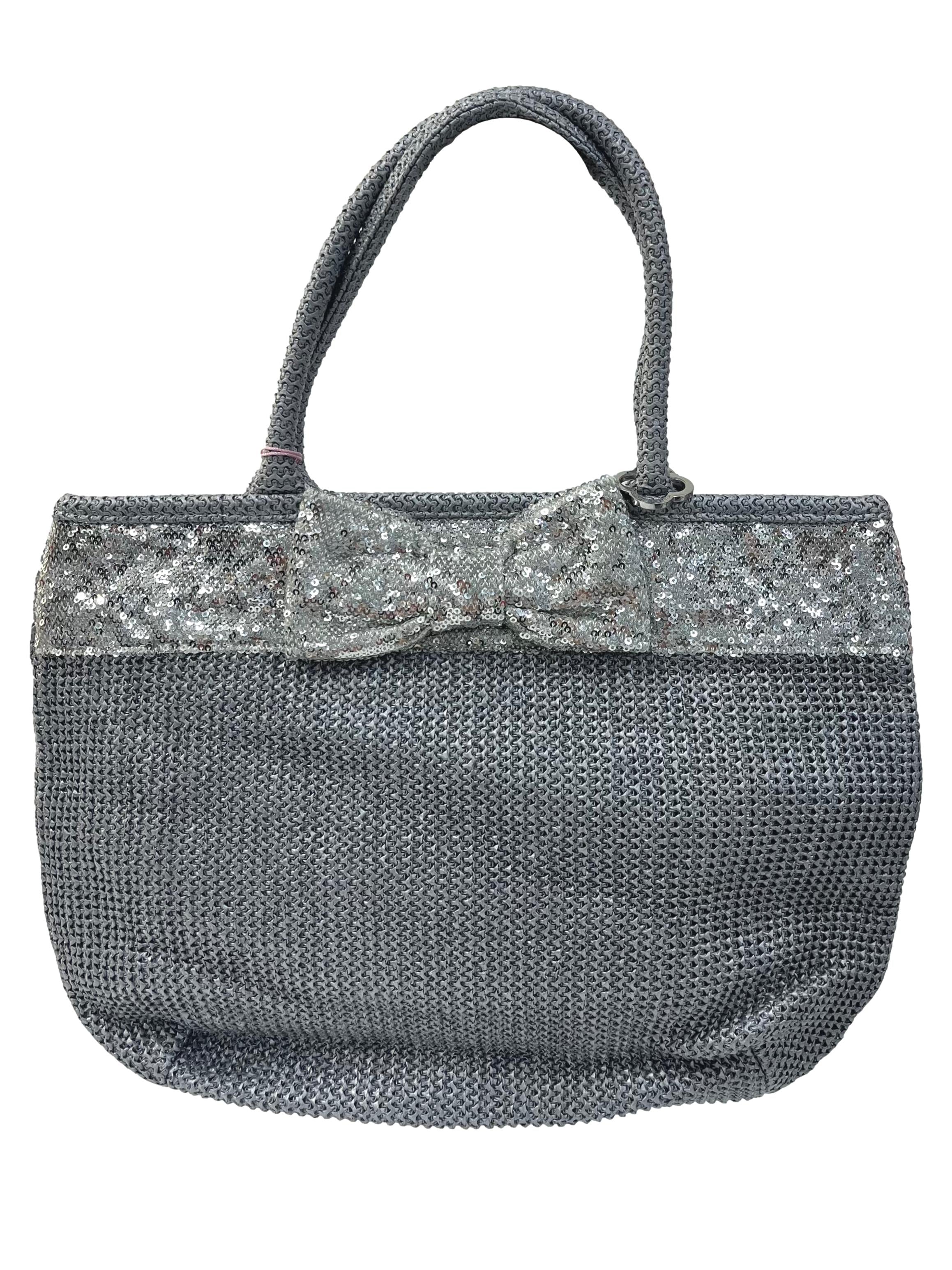 Silver Incanto Raffia Shoulder Bag