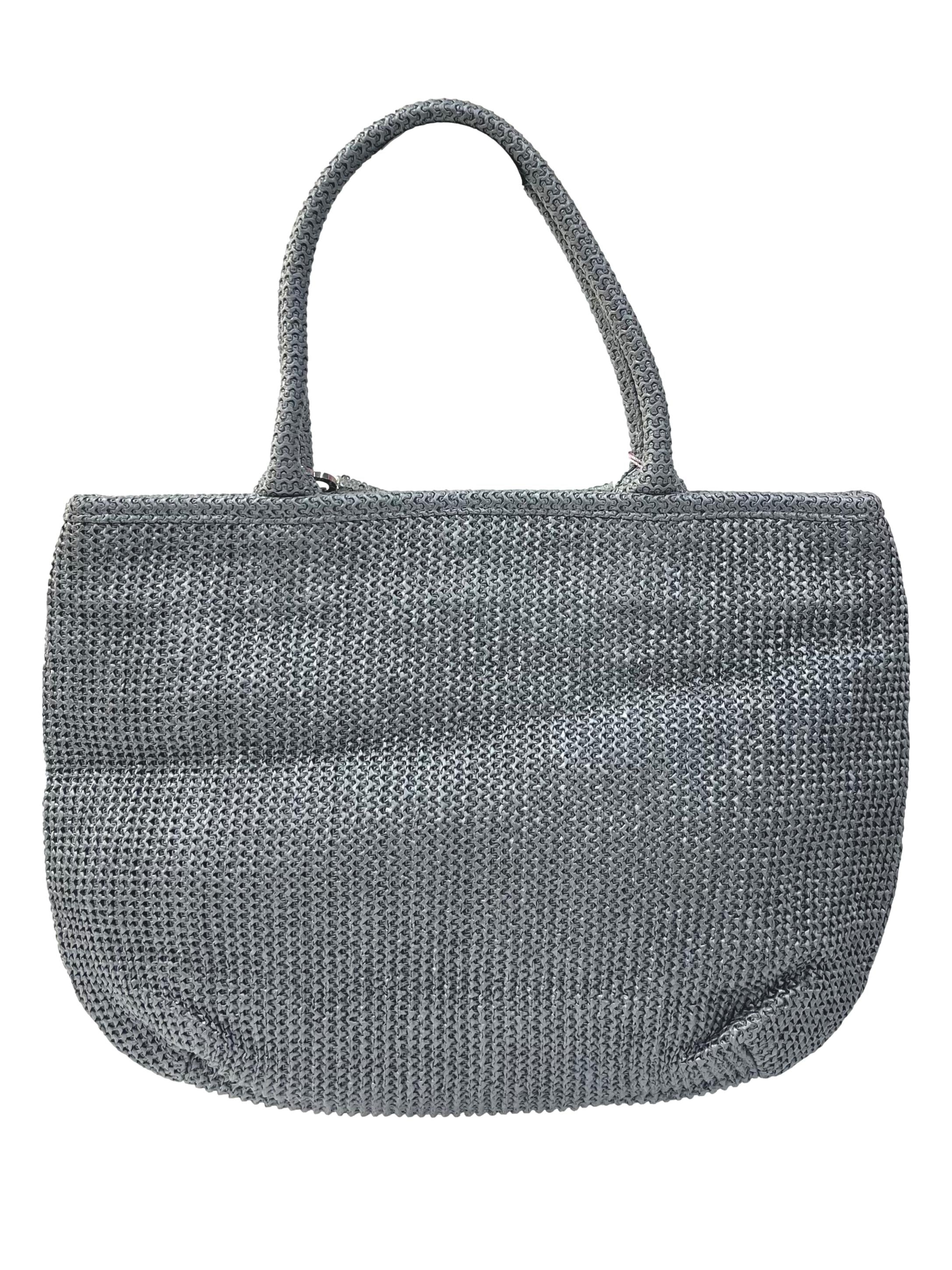 Silver Incanto Raffia Shoulder Bag