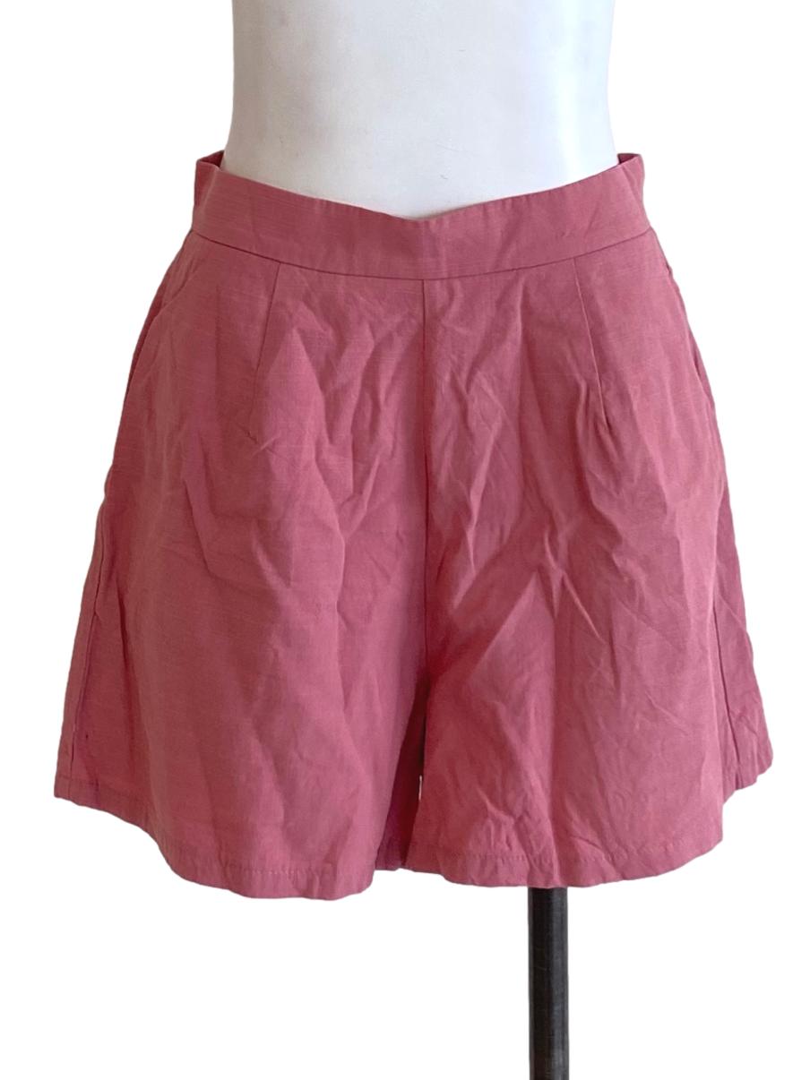 Rouge Pink Plain Regular Loose Shorts
