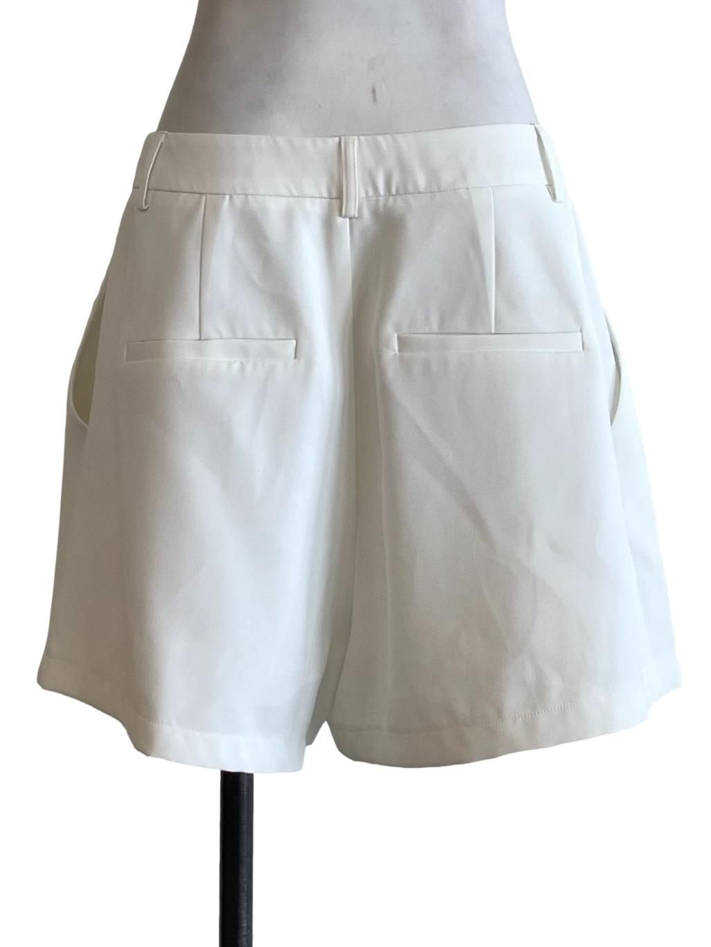 White Pleated Shorts