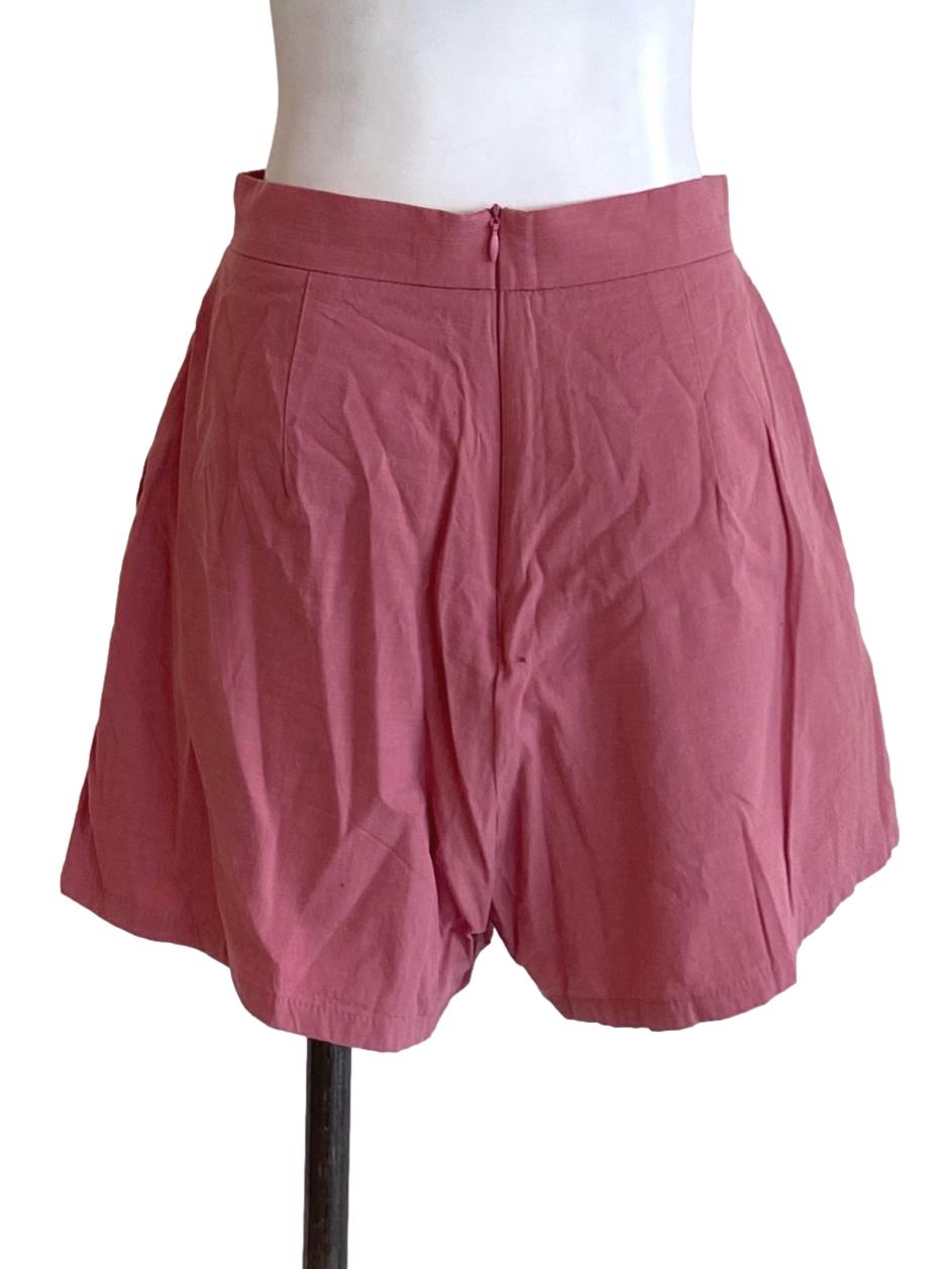 Rouge Pink Plain Regular Loose Shorts