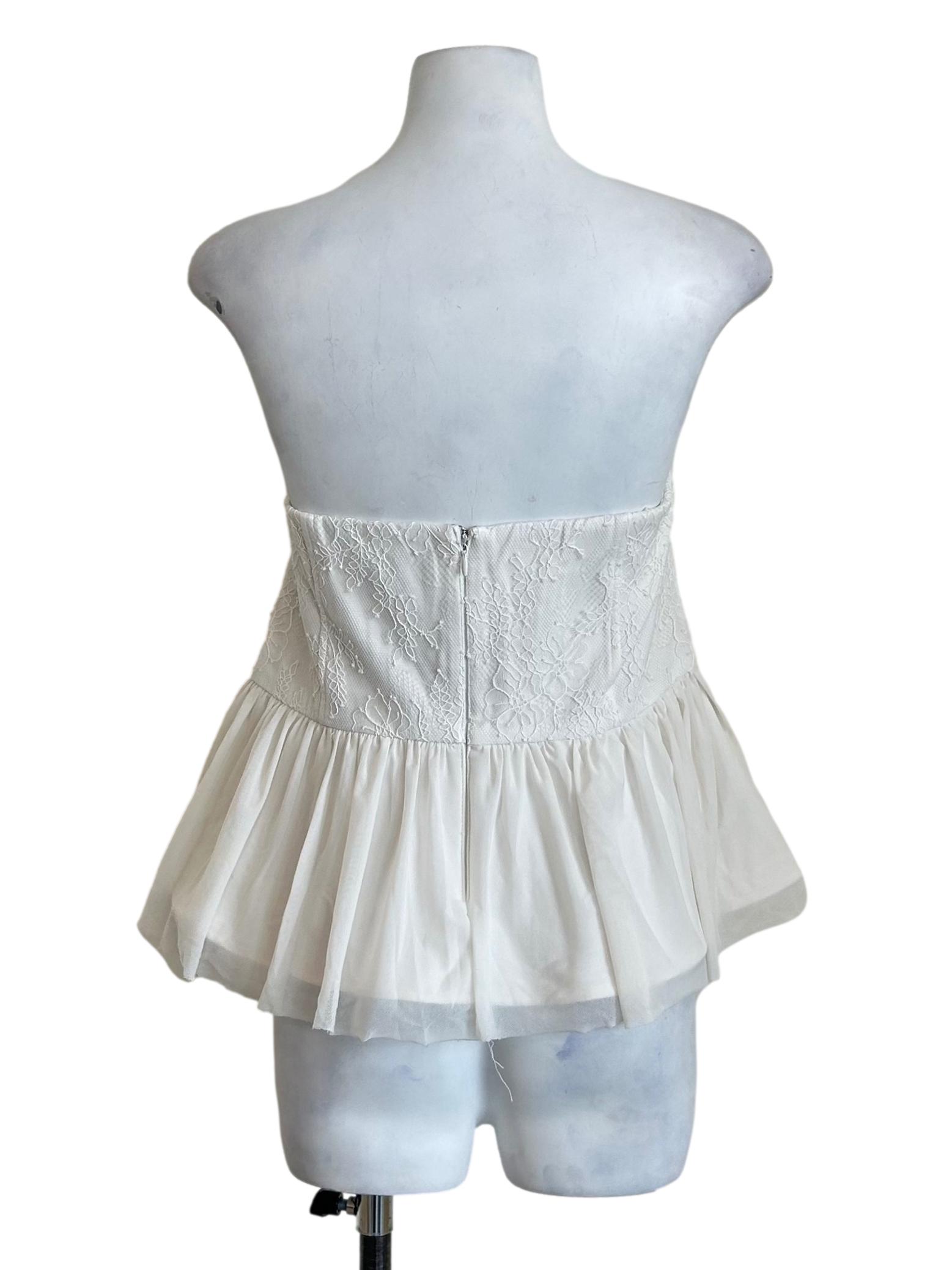 White Tulle Corset Peplum Top