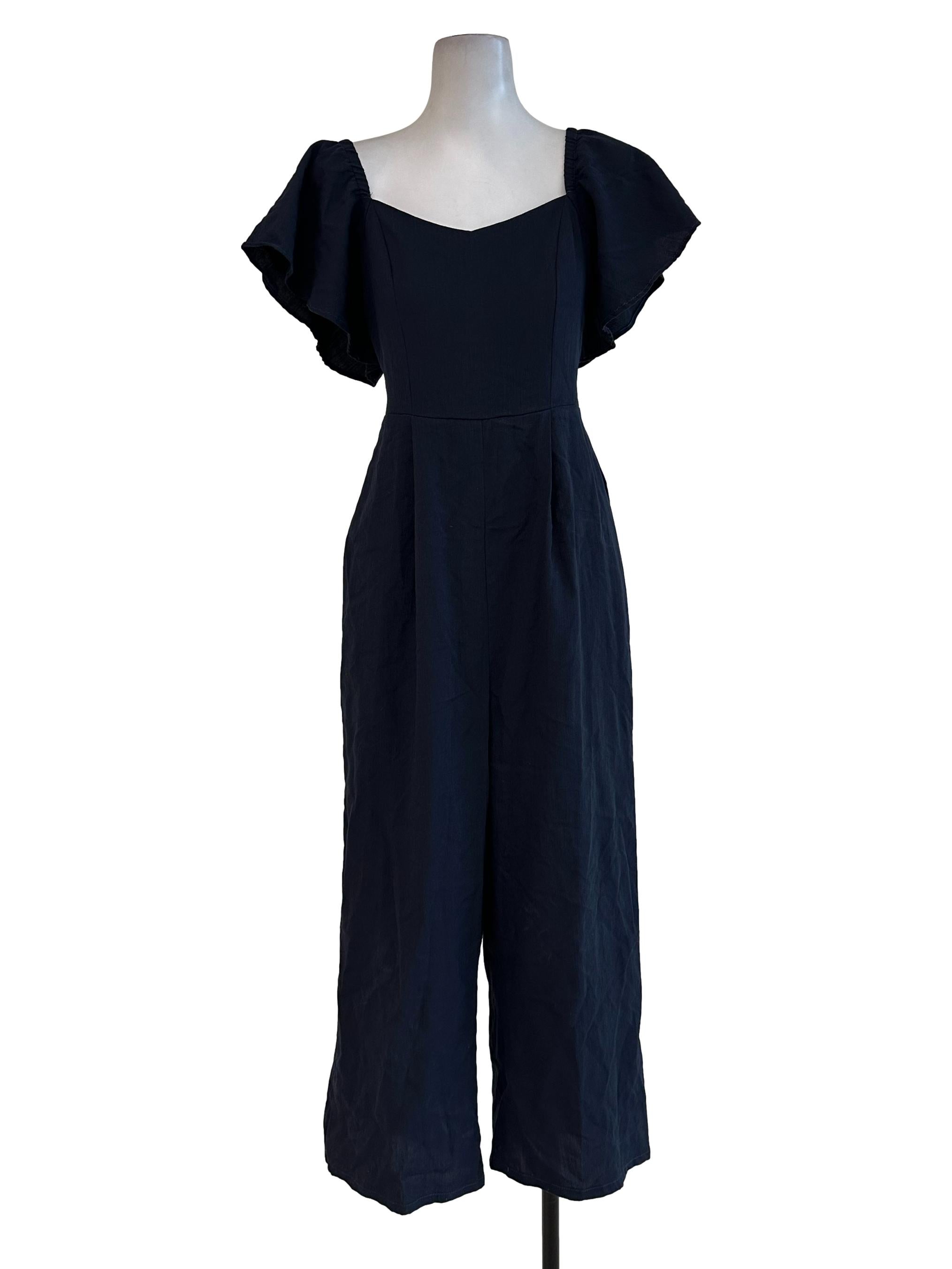 Navy Blue Plain Jumpsuits